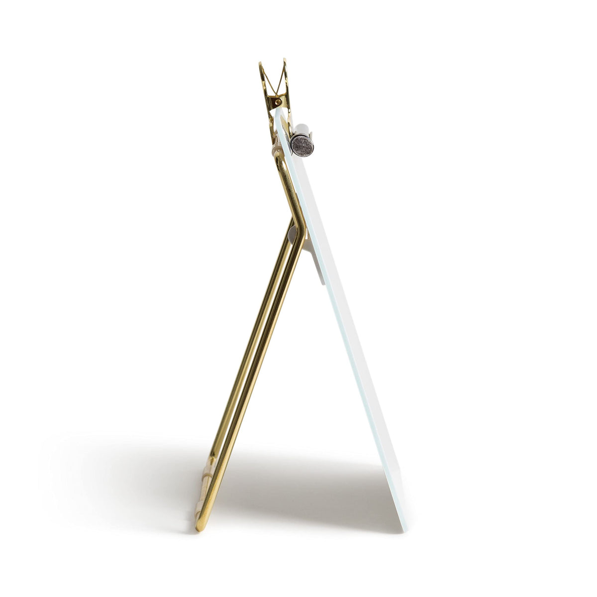 U Brands Glass Dry-Erase Desktop Easel, Tempered Glass, Gold Metal Stand, Removable Clip