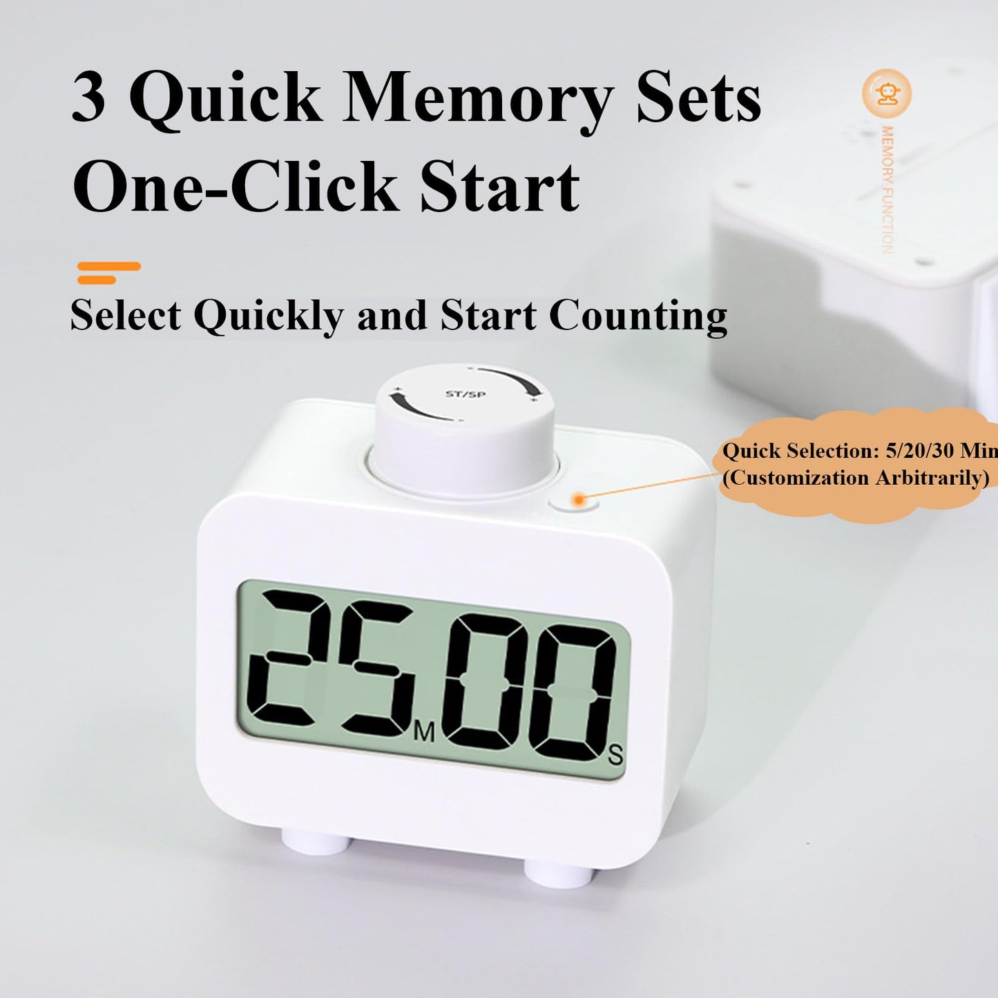 FesOuma Digital Timers, Digital Kitchen Timer for Cooking,Countdown Countup Timer for Classroom,Gym Timer Fitness with Knob Rotating,Quick Memory Presets, Automatic Standby