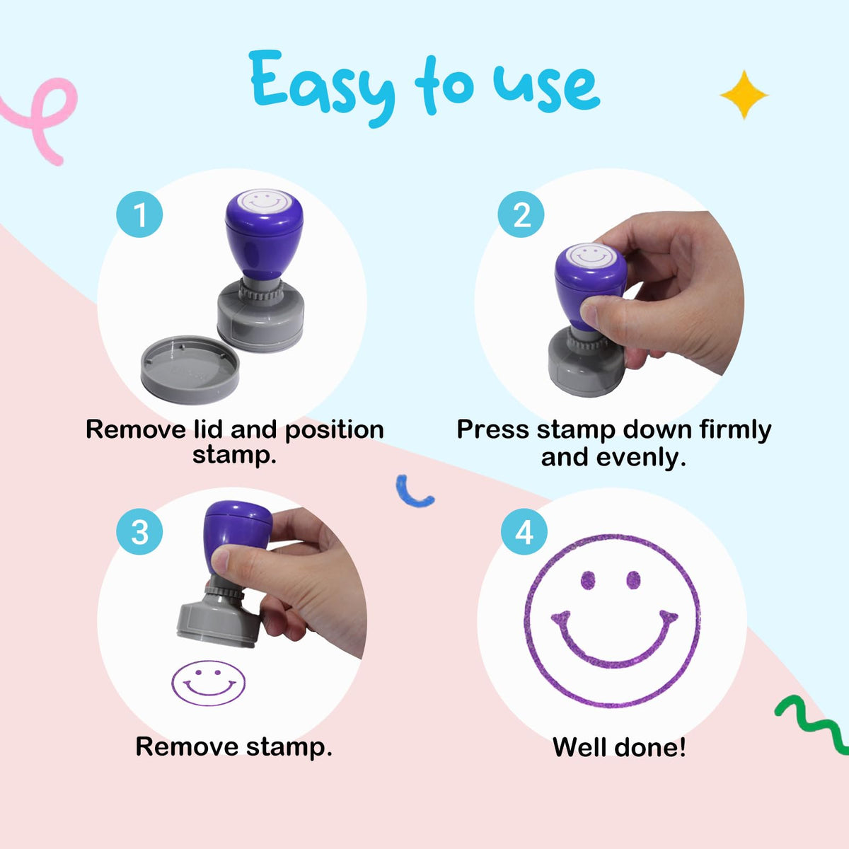 5-Pcs Self-Inking Teacher Stamps Set – Fun Circle-Shaped Stamps for Classroom Rewards, Homework Grading & Student Motivation