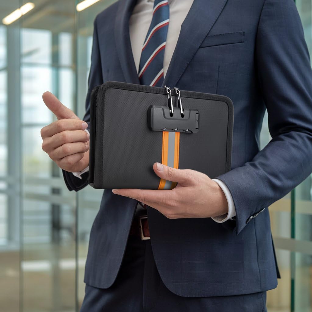 XIAODUN Fireproof Money Bag,Money Bag with Lock and Zipper,Safe Fireproof Waterproof,Suitable for Cash, Mobile Phones, Keys, Credit Cards