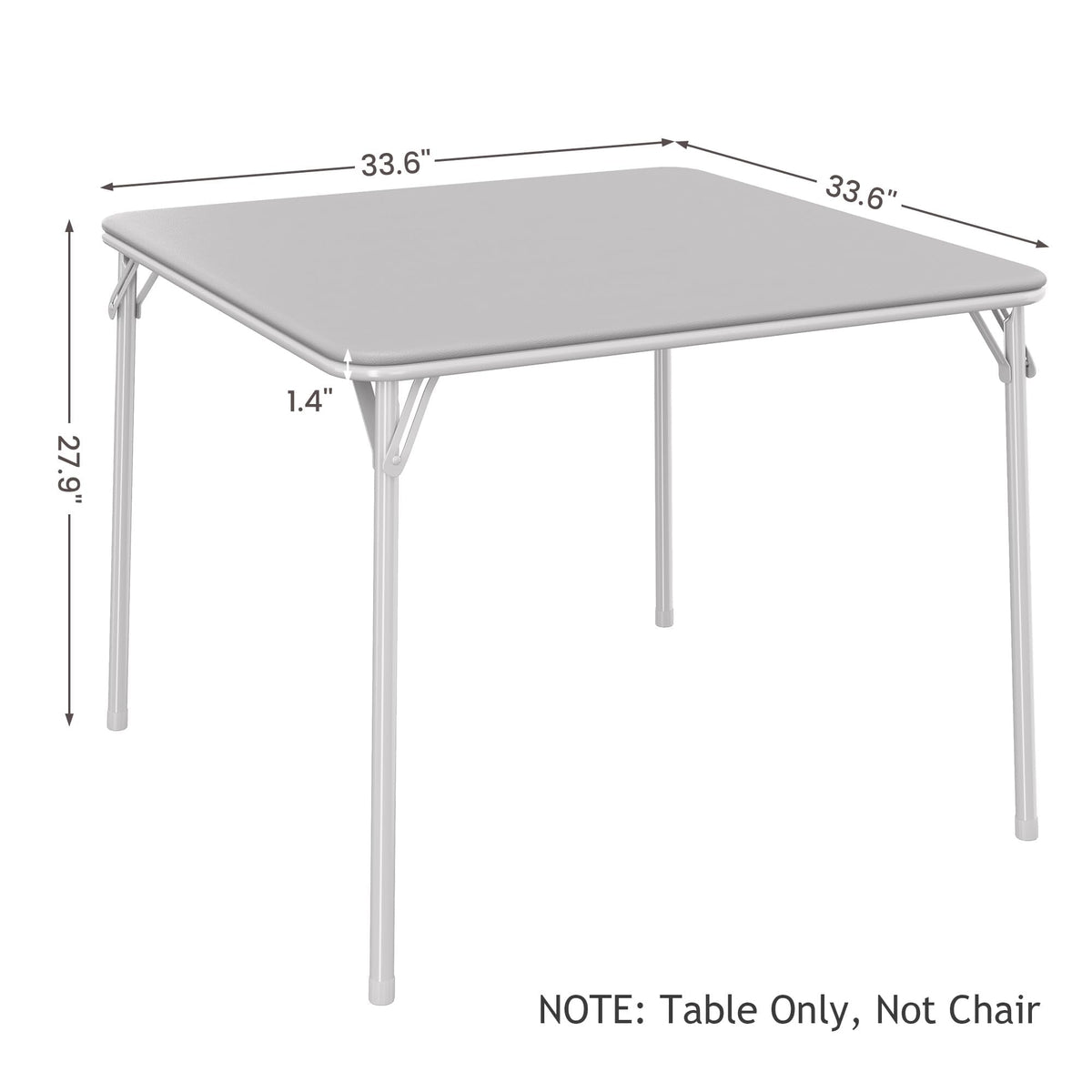 GarveeHome 33.6 in Folding Card Table, Portable Square Folding Table with PU Leather Soft Cushion, Foldable Table Suitable for Dining Room, Living Room, Office, Camping