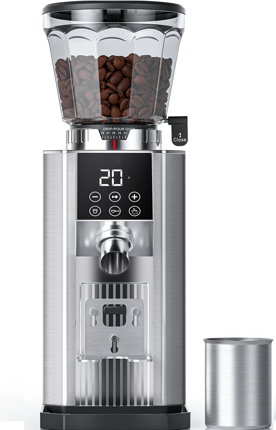 Burr Coffee Grinder with 45 Grind Settings, 40mm Conical Burr, Anti-Static Technology, Touchscreen Control, 300g Bean Hopper, Stainless Steel Body, for Espresso to French Press, Easy to Clean