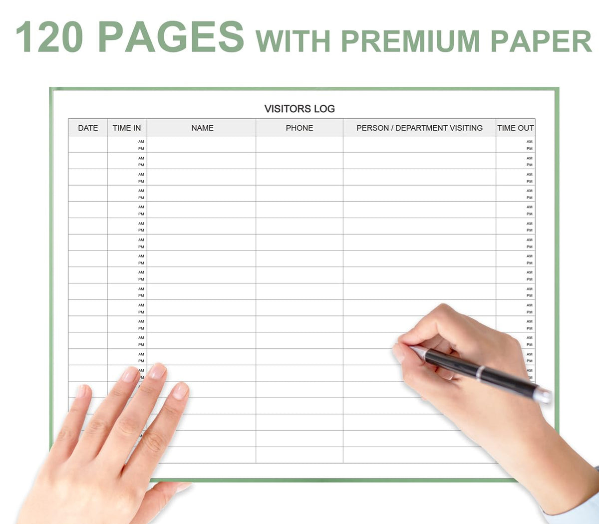 Visitors Register Book - Visitor Log Book with 120 Pages, 9" X 7", Green Hardbound Cover, Wedding Reception and Events Reception Supplies