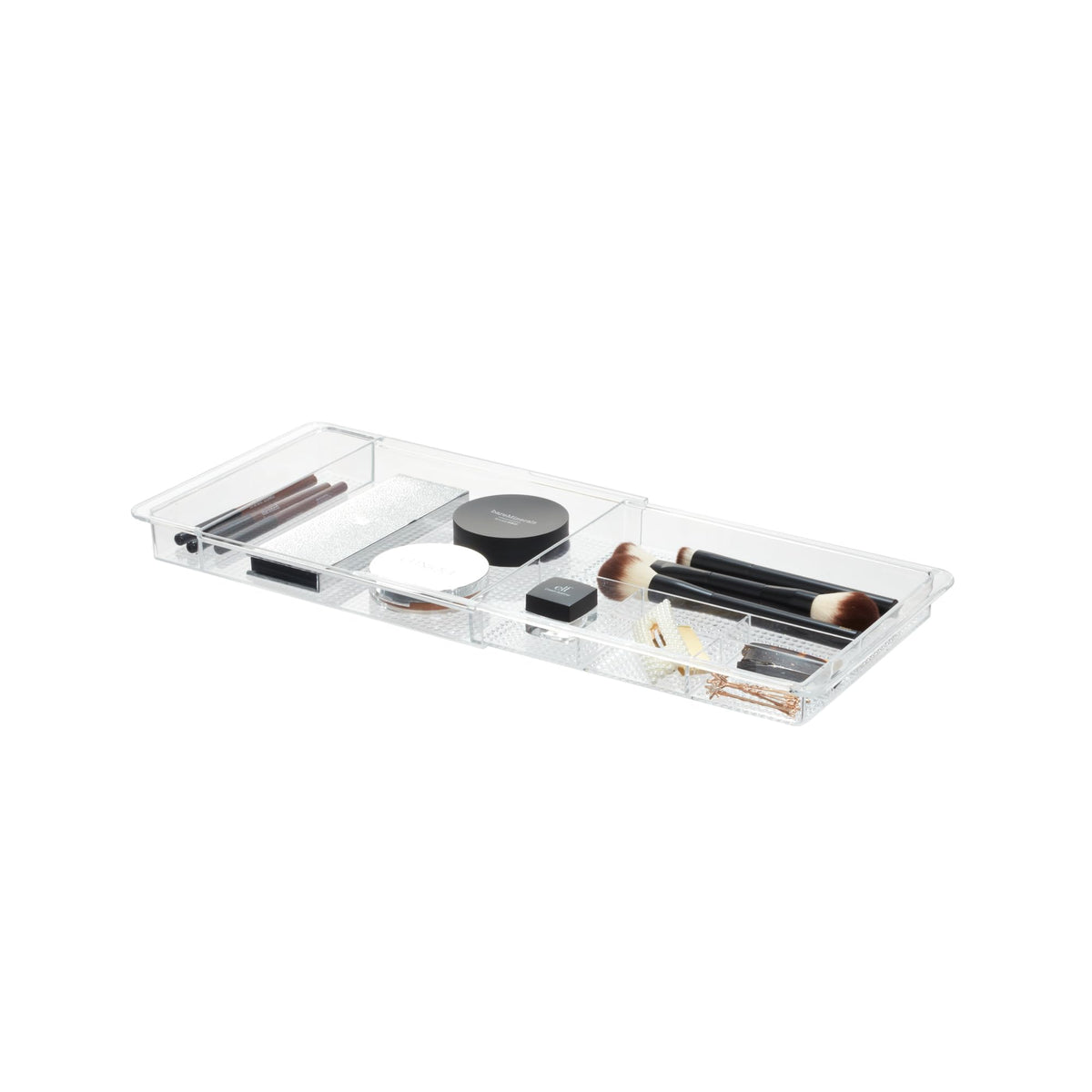 iDesign Expandable Makeup Drawer Organizer, Shallow Tray for Bathroom or Vanity Storage - Clear