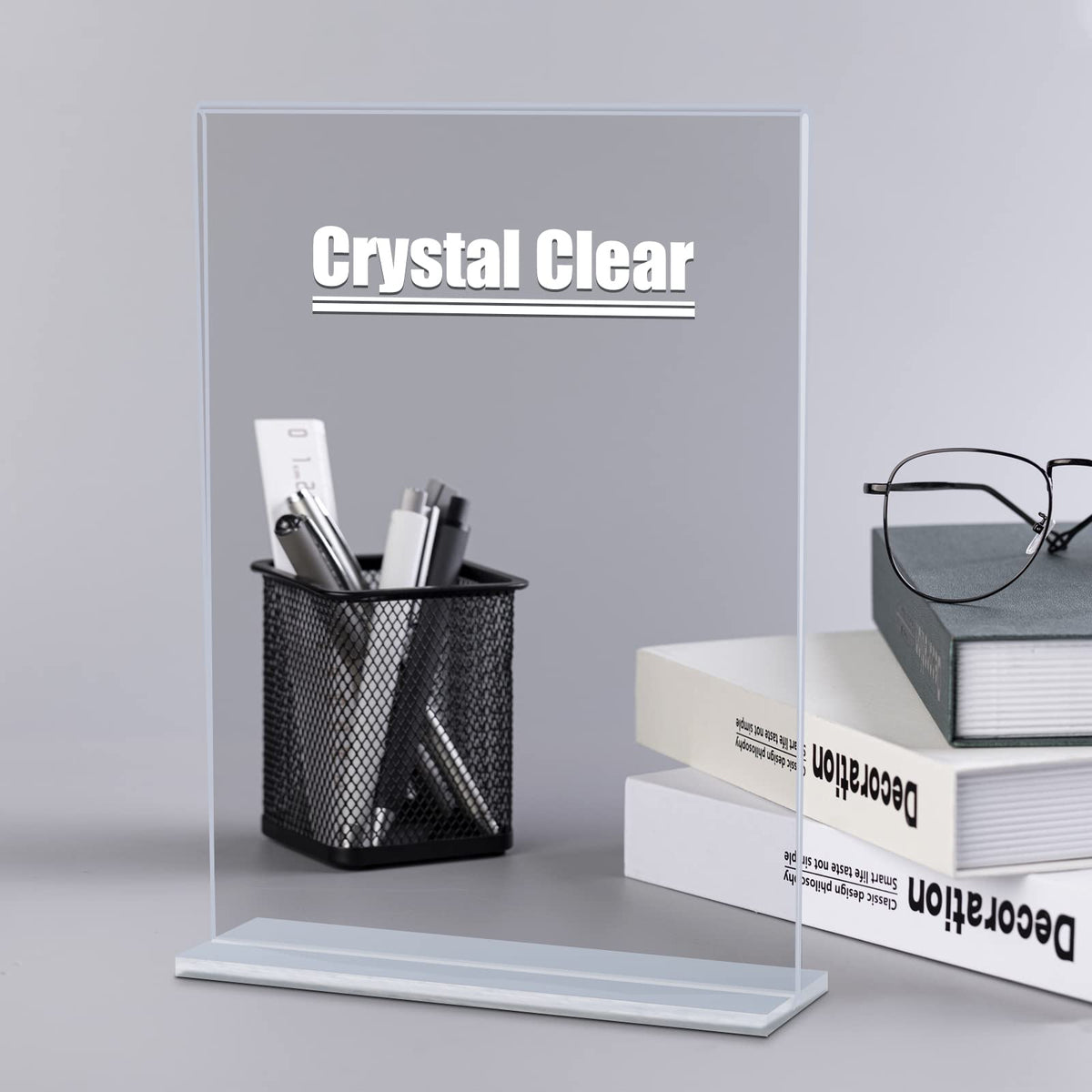 xydstay 6pack Acrylic Sign Holder 5.5 X 8.5, Vertical T Shape Clear Plastic Sign Holder, Menu Holder,Table Display Stand for Restaurant, Office, School, Store and Home Use