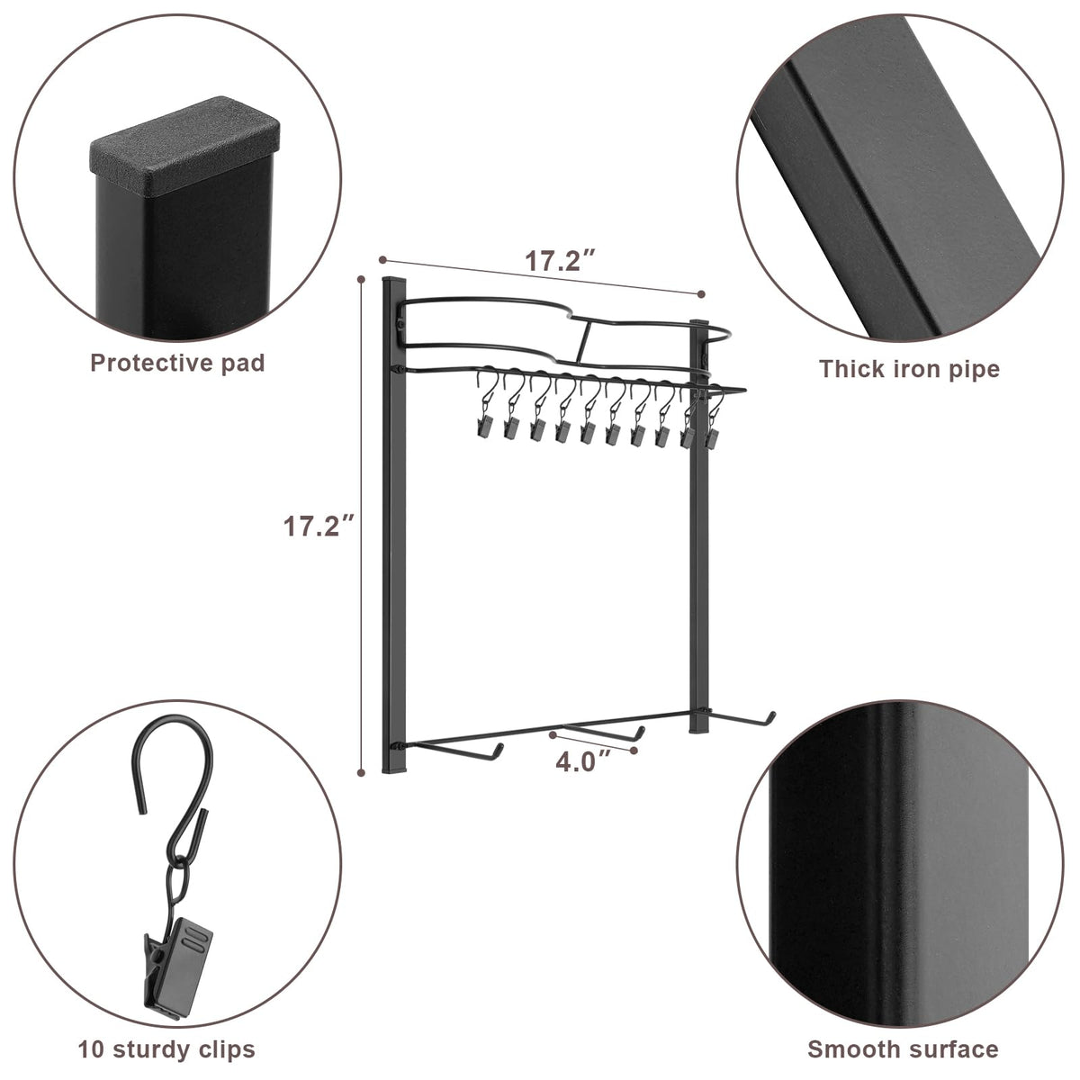 HYDERMUS Hat Rack for 45 Baseball Caps with 10 Clips 3 Tier Hat Organizer for Wall Multi-functional Hat Hanger Metal Hat Holder at Closet Bedroom Entryway Gift for Men Boy Teen