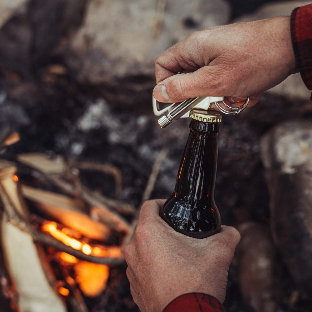 SURVIVE Permanent Match Bottle Opener Metal Keychain, Reusable Survival Fire Starter Striker Lighter, Emergency Waterproof Strike Anywhere Stick Kit (Charcoal)