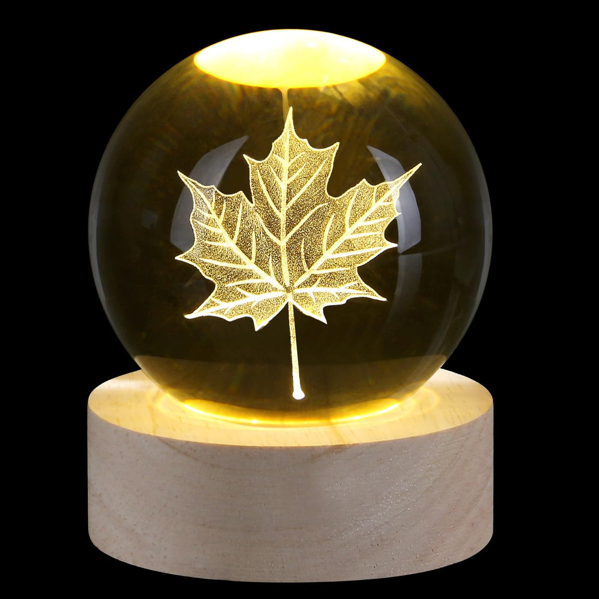 MAIBAOTA Fall Decorations for Home Fall Leaves Autumn Room Kitchen Home Decor 2.4 Inches Crystal Ball Glass Figurines Sphere