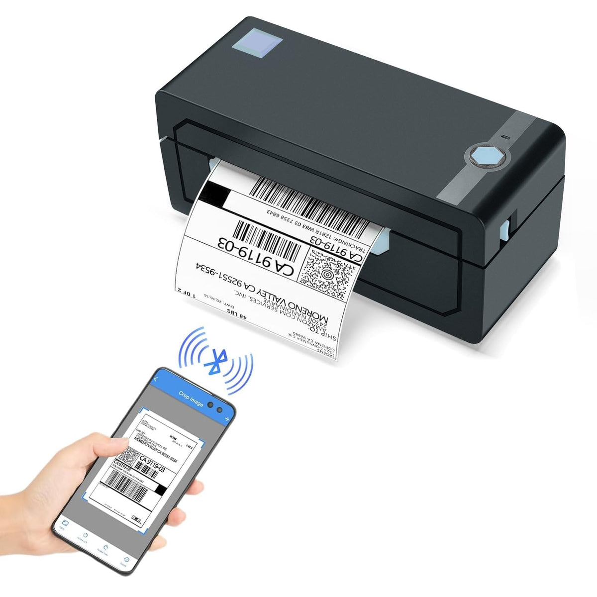 JADENS Bluetooth Thermal Shipping Label Printer – Wireless 4x6 Shipping Label Printer, Compatible with Android, iPhone, Windows & Mac, Widely Used for, Amazon, Shopify, Etsy, USPS(Blue)