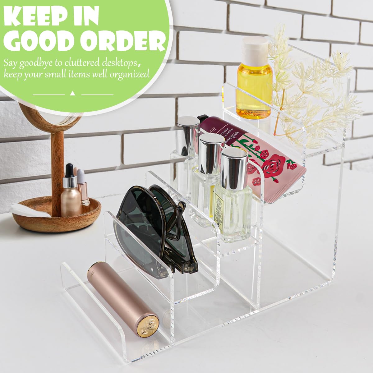 LNQ LUNIQI Acrylic Wallet Display Stand Holder 5-Tier Clear Riser Display Shelf Handbag Display Stand Holder Purse Stand Jewelry Display For Phone,Greeting Cards,Business Cards