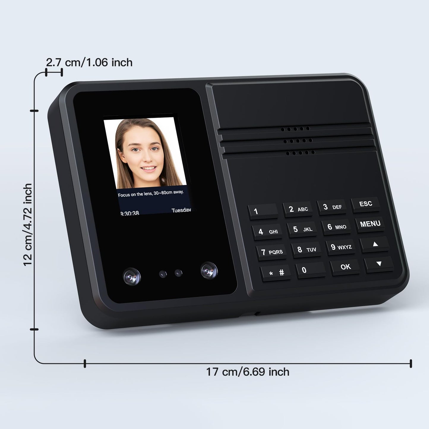 BISOFICE Time Clock Attendance Face Recognition with Password Palm Print Facial for Employees Access Control Machine Support Multi-Language System USB Port Data Management Device