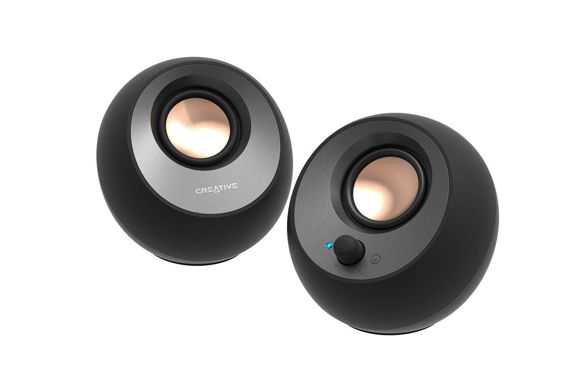 Creative Pebble V3 Minimalistic 2.0 USB-C Desktop Speakers with USB Audio, Clear Dialog Enhancement, Bluetooth 5.0, 8W RMS with 16W Peak Power (Black)