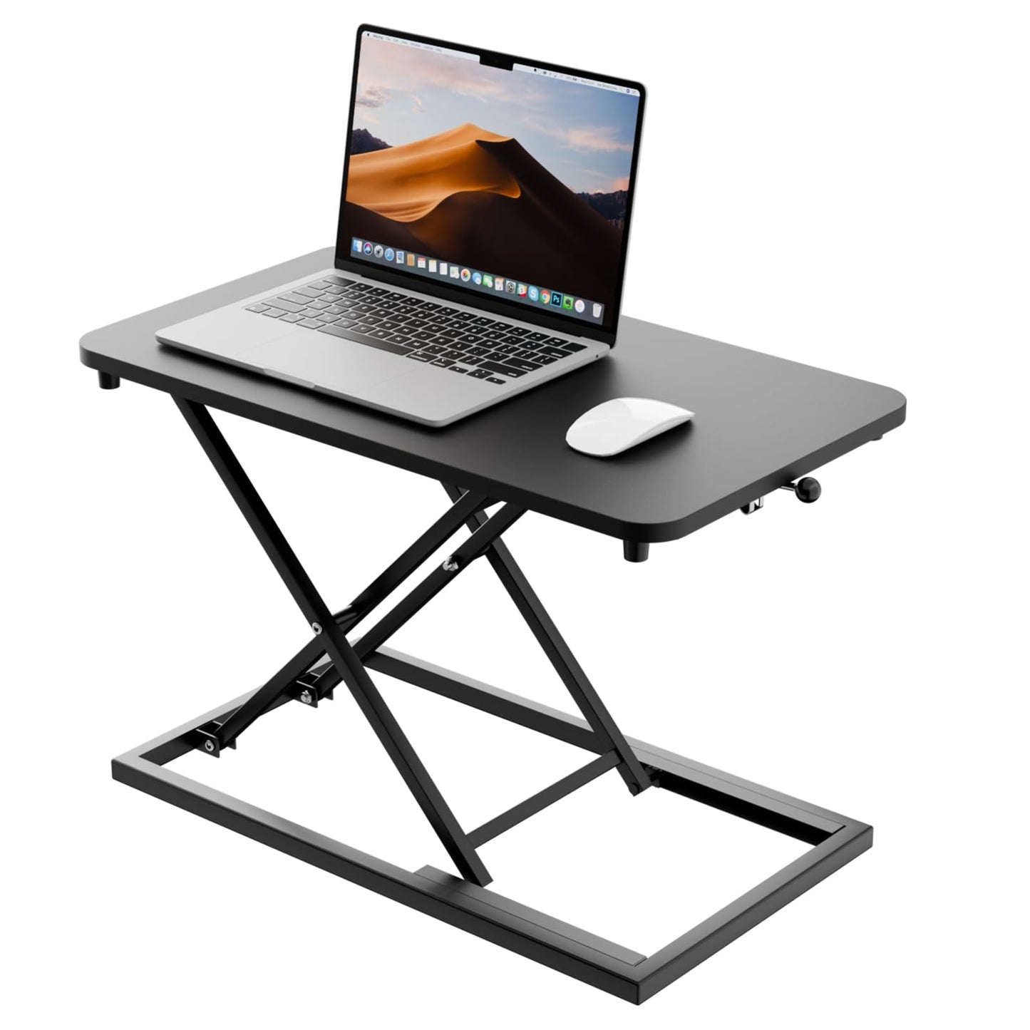 Hoodutric Standing Desk Converter Height Adjustable, Sit to Stand up Desk Riser Computer Workstation use in Laptop and Single Monitor Ergonomic Desktop Workstation for Home Office - Black