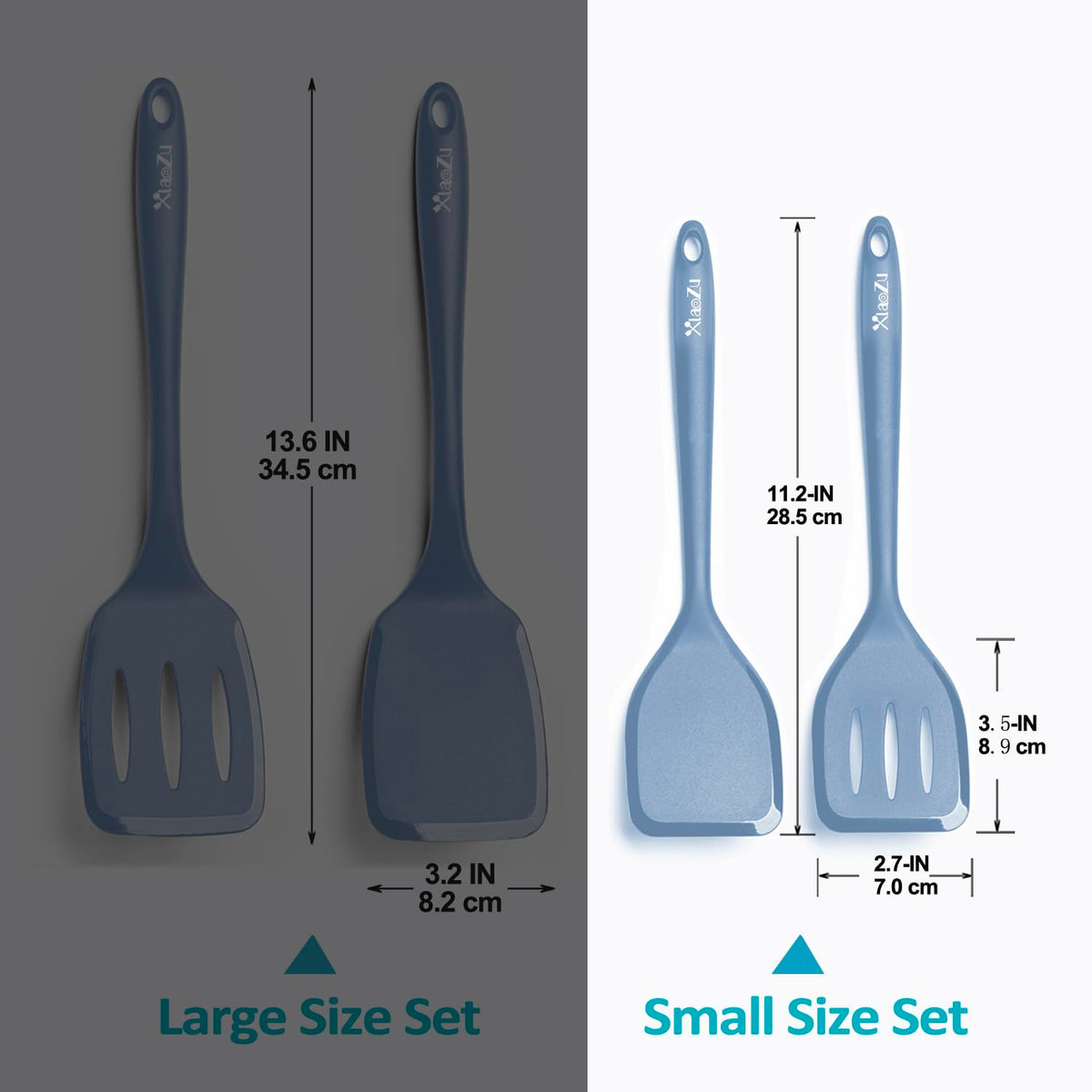 Silicone Spatula Turner Set, High Heat Resistant Spatulas with Seamless One Piece Design, Nonstick Rubber Flippers Utensils for Baking & Cooking,BPA-Free, Starry Blue,11IN