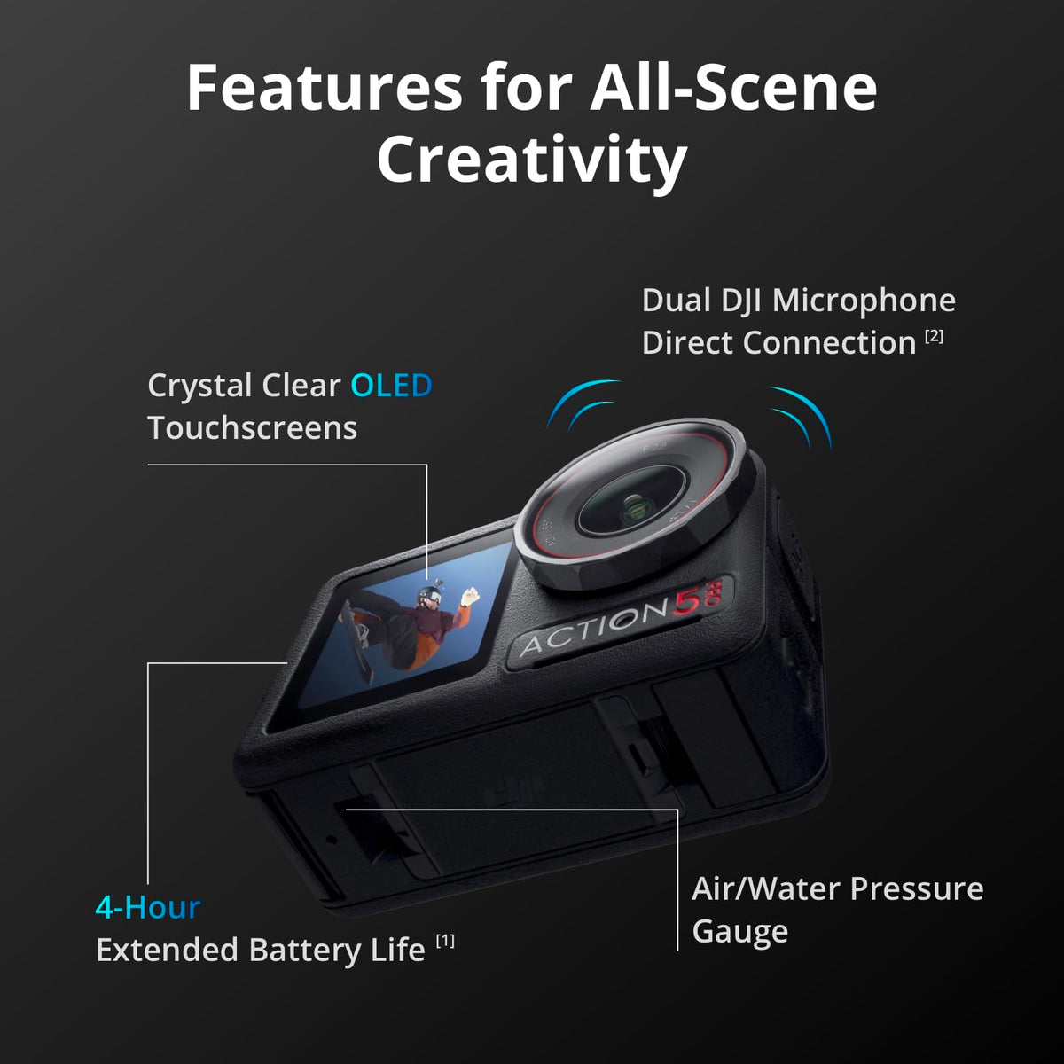 DJI Osmo Action 5 Pro Essential Combo, Waterproof Action Camera with 1/1.3" Sensor, 4K/120fps Video, Subject Tracking, Stabilization, Dual OLED Touchscreens, Action Camera 4K Ideal for Sports, Vlog