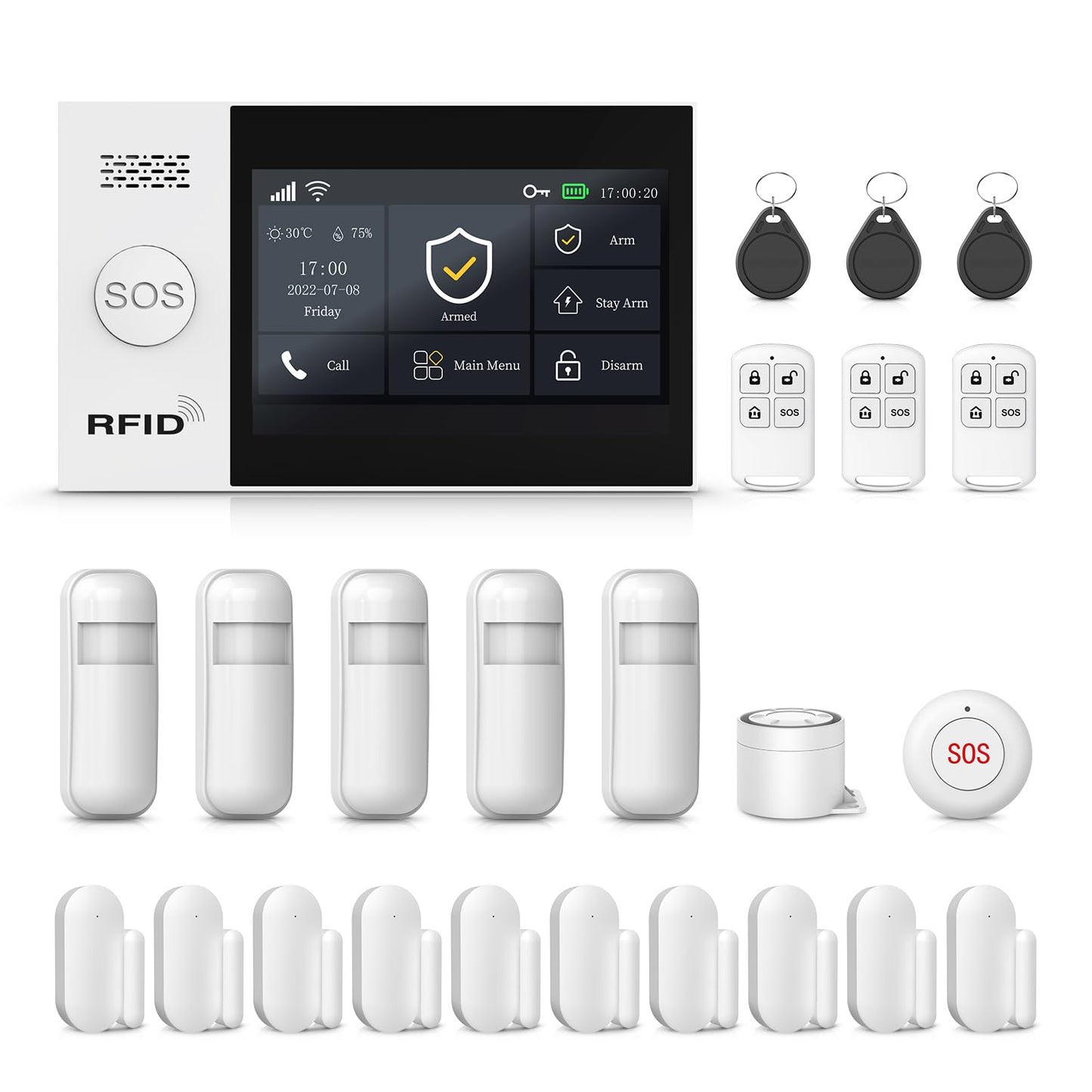 PGST Wireless Home Alarm System,Smart Home Security Systems with 4G SMS/Tuya App Instant Alerts,Motion Detector,Door Alarm Sensors,Work with Alexa and Google Home,No Monthly Fee (24 Pieces)
