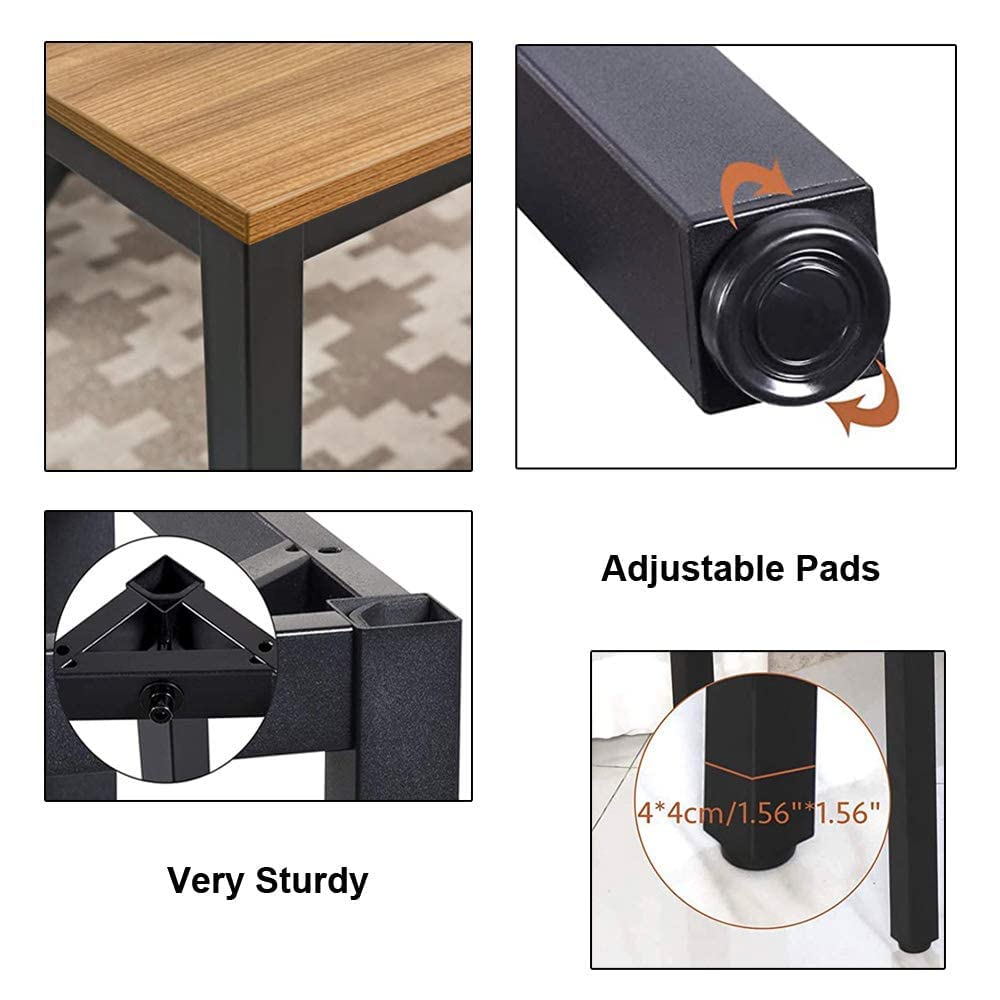 BIBOC 24X55 inches Computer Desk/Dining Table, Office Desk, Composite Wood Board Sturdy Writing Workstation for Home Office Walnut and Black Legs