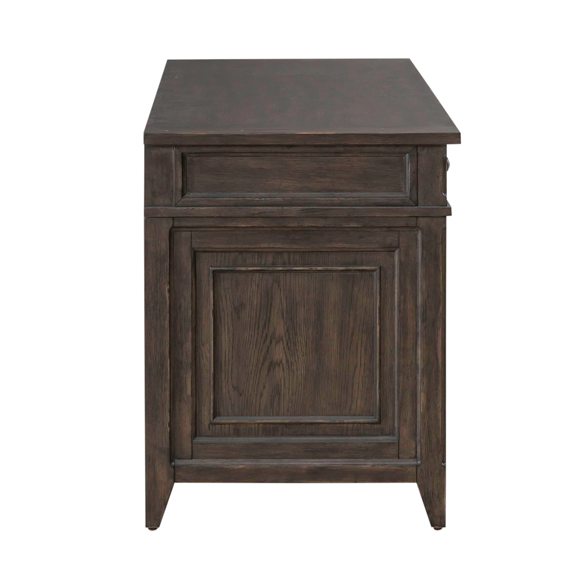 Liberty Furniture Paradise Valley Executive Credenza Desk with Locking File Drawers Traditional Home Office - Saddle Brown Oak Wood