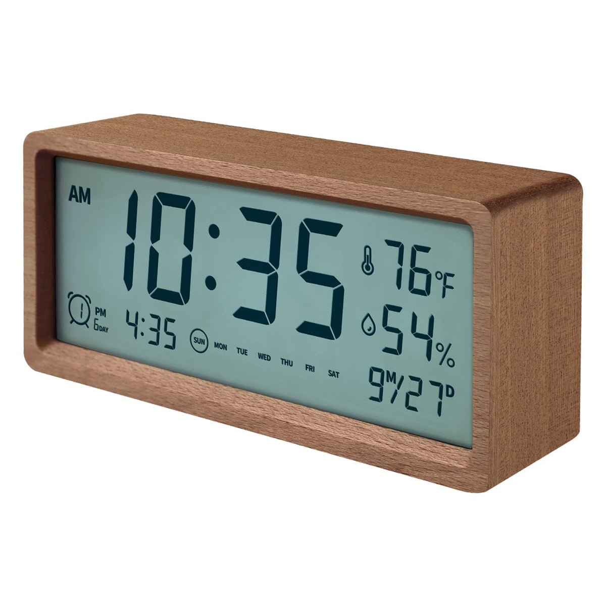 Smart Cute Digital Alarm Clock Snooze Wake Up Desk Clock Night Stand Clock Digital Bedside Tables Wood Alarm Clock for Heavy Sleepers Adults Large Display Alarm Clocks for Bedrooms Office Kids Toddler