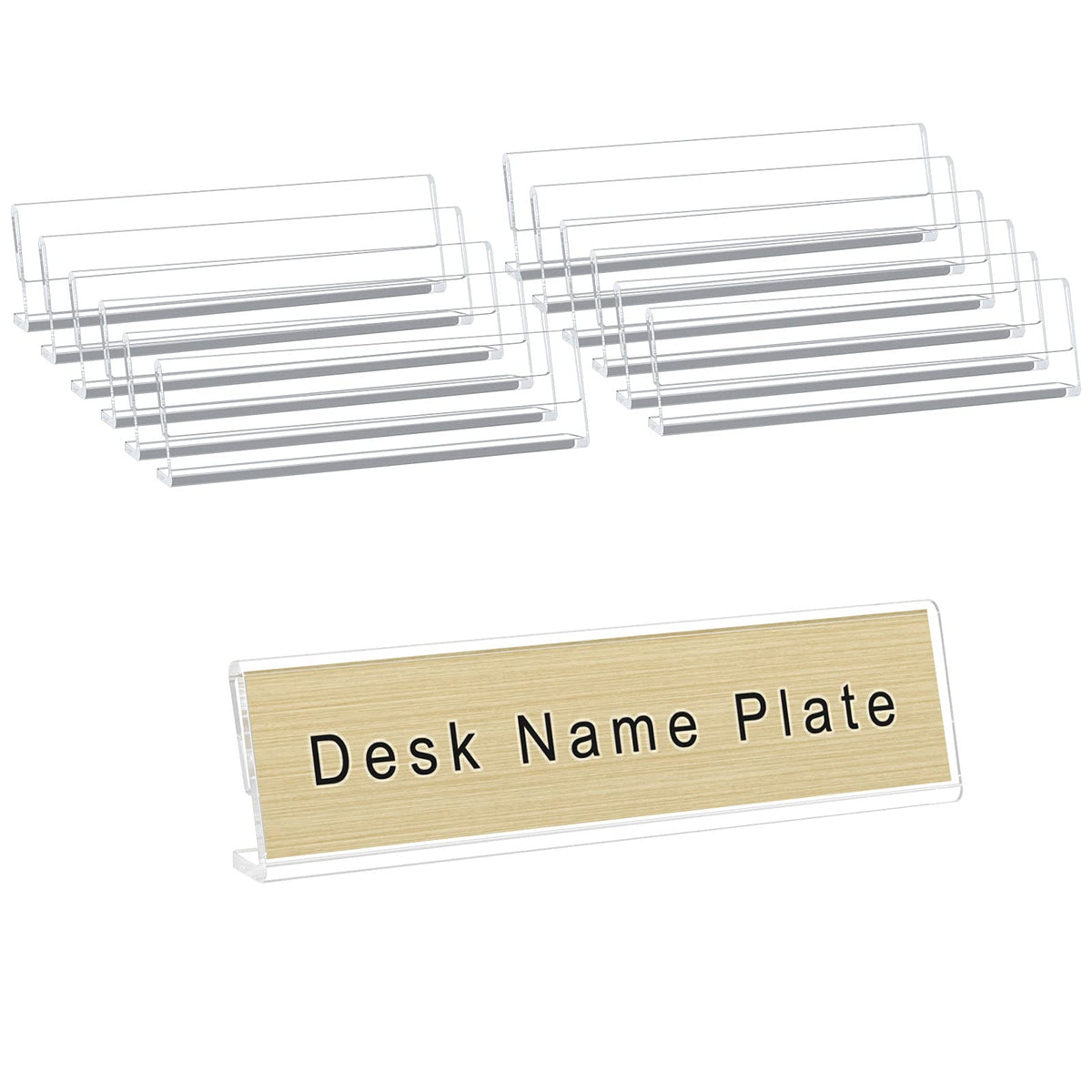 Acrylic 12 Pack Name Plates for Desks, AITEE 2x8 Clear Desk Name Plate Personalized, Desk Sign Holder for Table Display, Tent Name Plate Display for Office Conference, Business Event/School Classroom