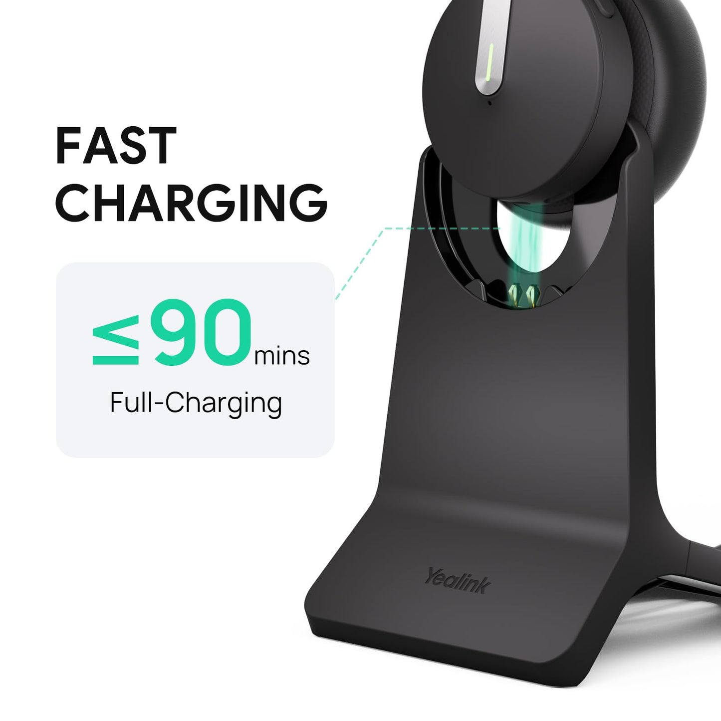 Yealink BH70 Dual Wireless Headset with Mic for Work, Bluetooth Headphone with Teams Certification, up to 35h Talk Time, 147g All-Day Wearing Comfort, Include USB-C/A Dongle & BHC70 Charging Stand