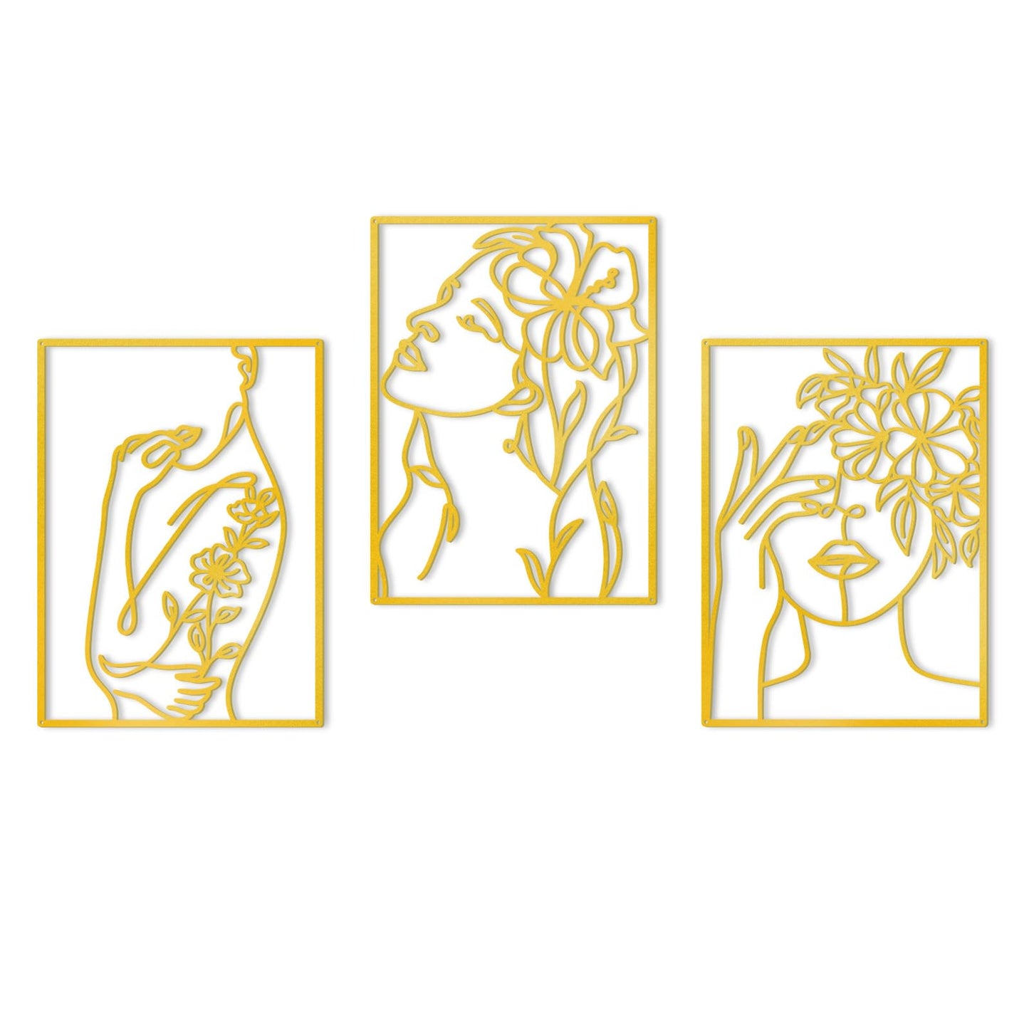 KOYILTD 3 Pcs Minimalist Gold Wall Decor Female Body Minimalist Line Wall Art Modern Aesthetic Home Decoration Abstract Wall Art for Home Living Room Bedroom Bathroom (Elegant, Gold, Large)