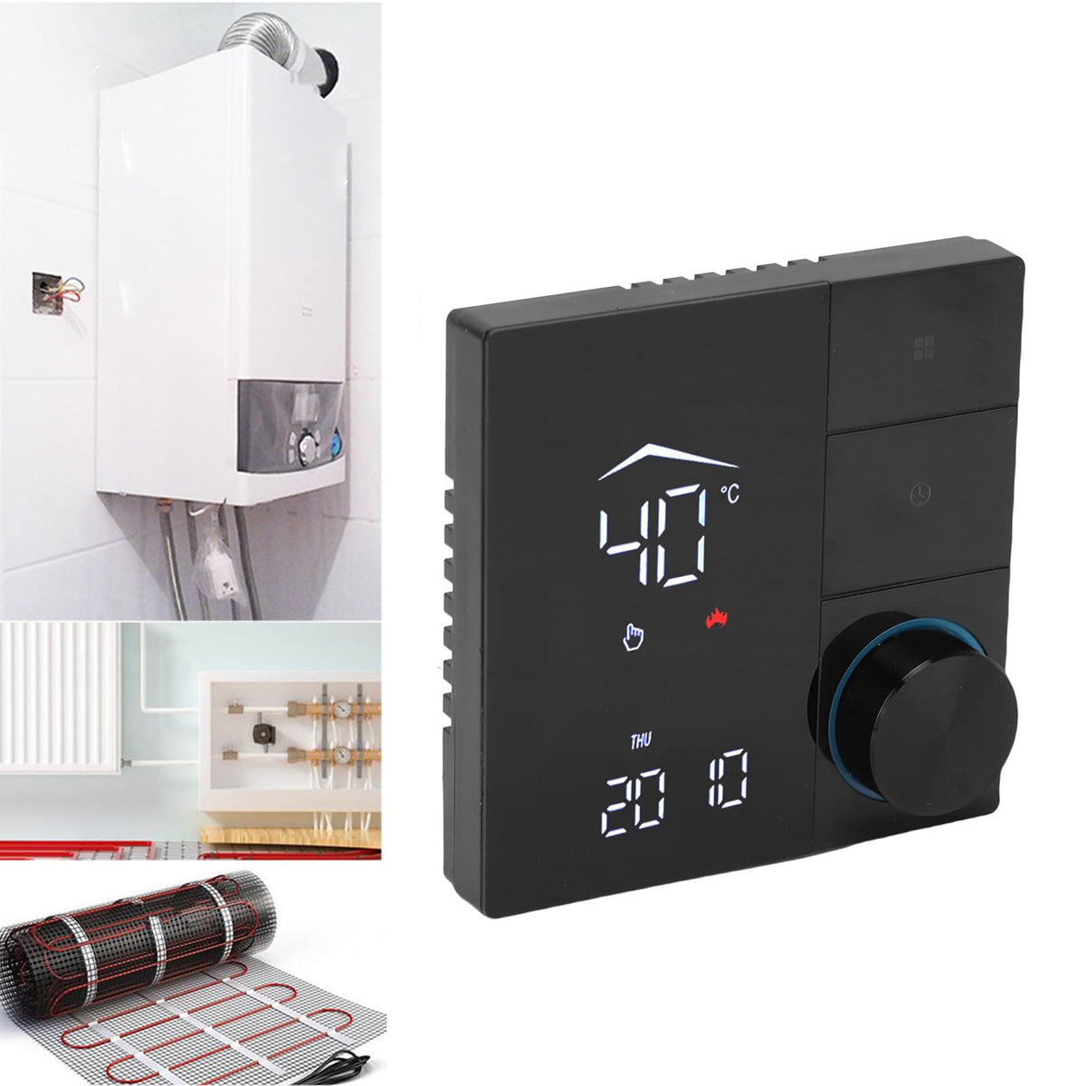 YUEHISY Smart Thermostat, WiFi Temperature Controller Panel 16A, APP Remote Scheduling, Programmable, IP20 Rated, for Home, Hotel, Office