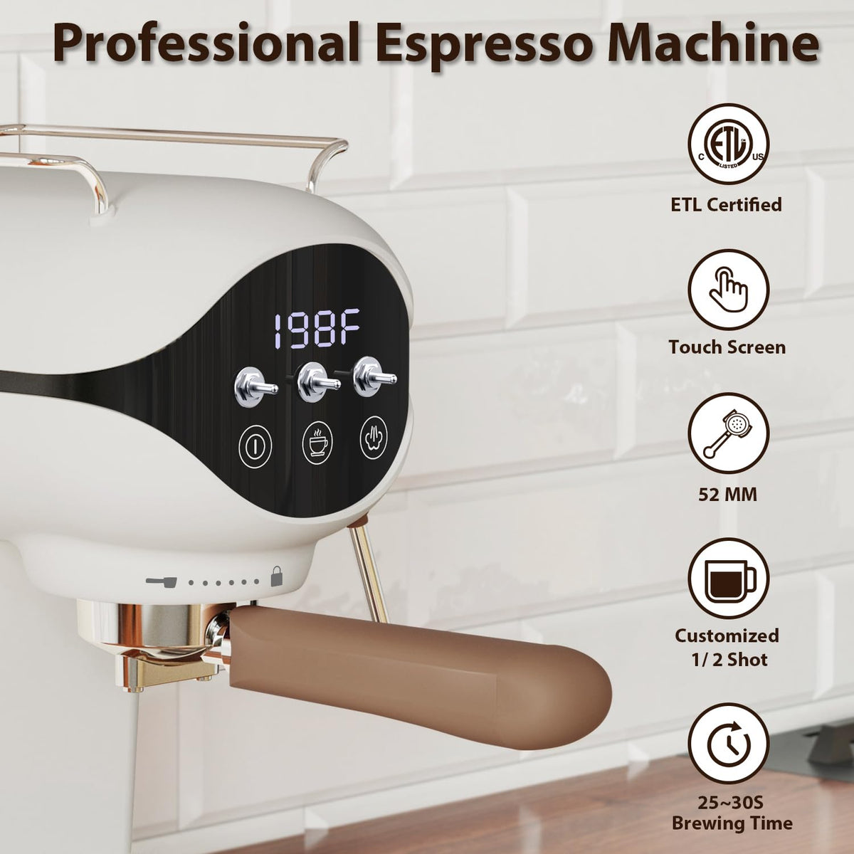 Nesskoko Espresso Machine with Steam Milk Frother Semi Automatic 20 Bar Compact White with Toggle Switch for home Cafetera Espresso, Latte, Cappuccino, Americano, Macchiato