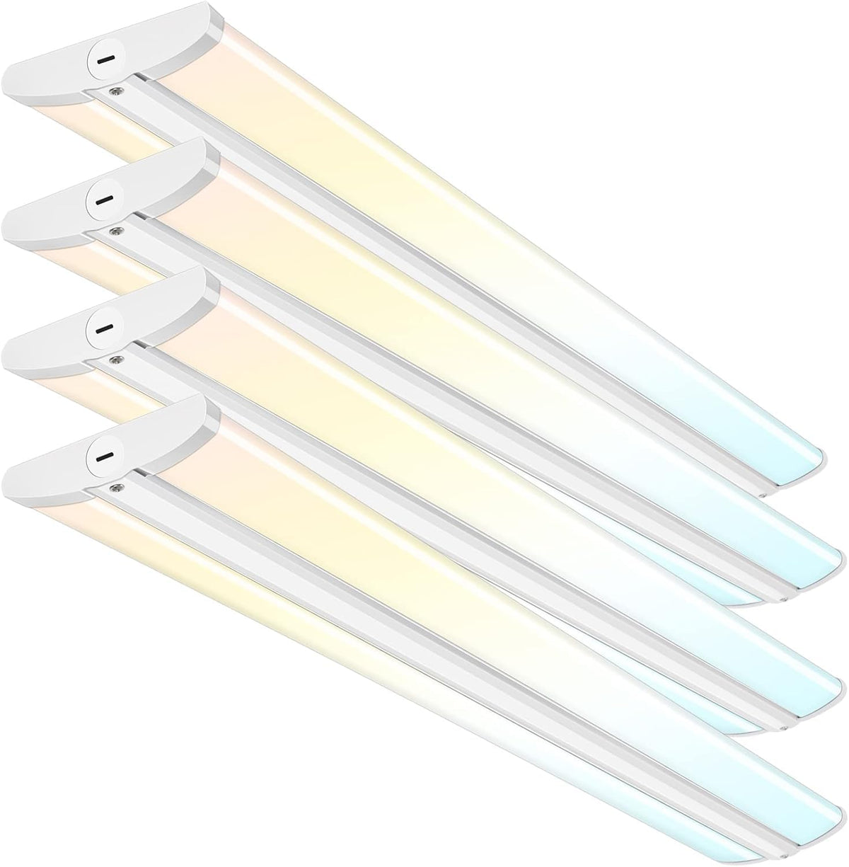 hykolity 4FT LED Wraparound Light with 3 Wattages/3 Lumens/3 CCT Selectable, 55W/65W/75W, 5500lm/6500lm/7500lm, 3000K/4000K/5000K Flush Mount Ceiling Light for Office Kitchen, ETL, 4 Pack