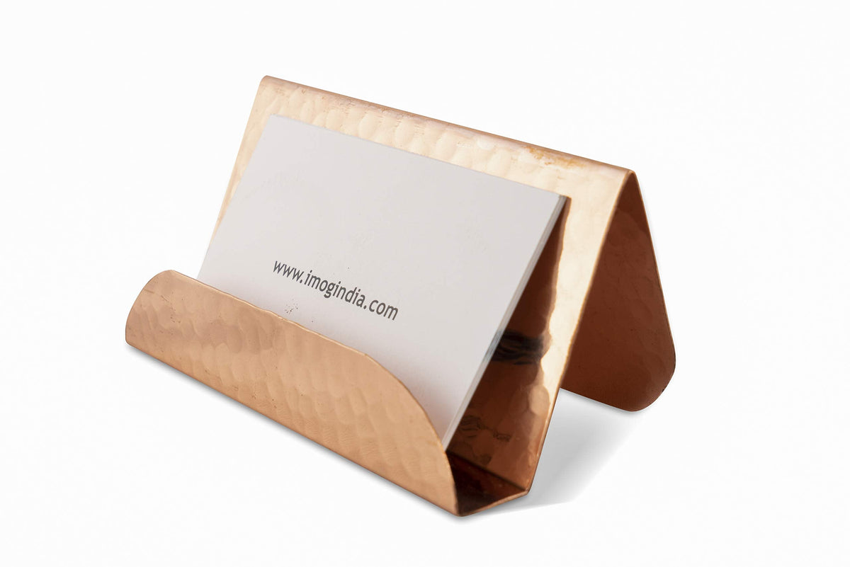 GoCraft Pure Copper Business Card Holder Stand | Fits 20-30 Business Cards | Pure Copper Finish Stand