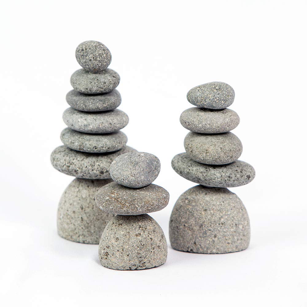 Natural River Mini Rock Cairn Stone Stacked Zen Garden Decoration Stone Set of 3 with Gift Box