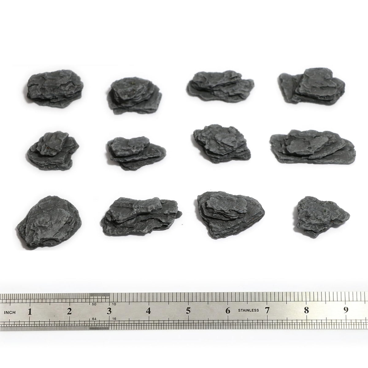 Kai Dream Miniature Stones for Terrarium - Tree Bark Diorama Rocks for Miniature Terrain Display - Lightweight Reptile Habitat Decor - NOT for Aquarium Underwater Use - 24Pcs Slate Stone (1-2 inch)“