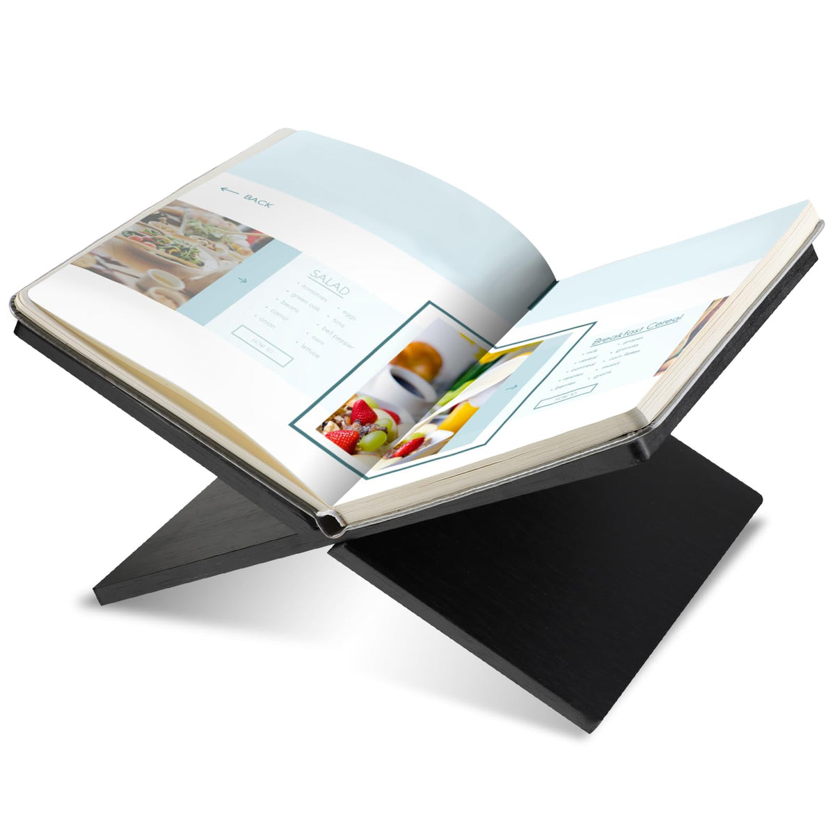 Geetery Book Stand Book Holder for Display Reading Textbook Holder Open Display Stand for Open and Closed, Cookbook, Magazines, Textbooks, Recipe(Black)