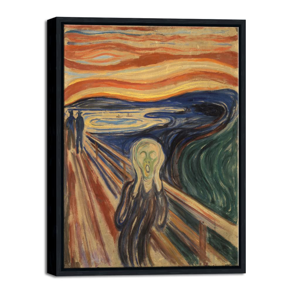 Wieco Art Framed Art The Scream by Edward Munch Famous Paintings Reproduction Abstract Canvas Prints Artwork for Wall Decor Modern Canvas Wall Art for Home & office Decoration