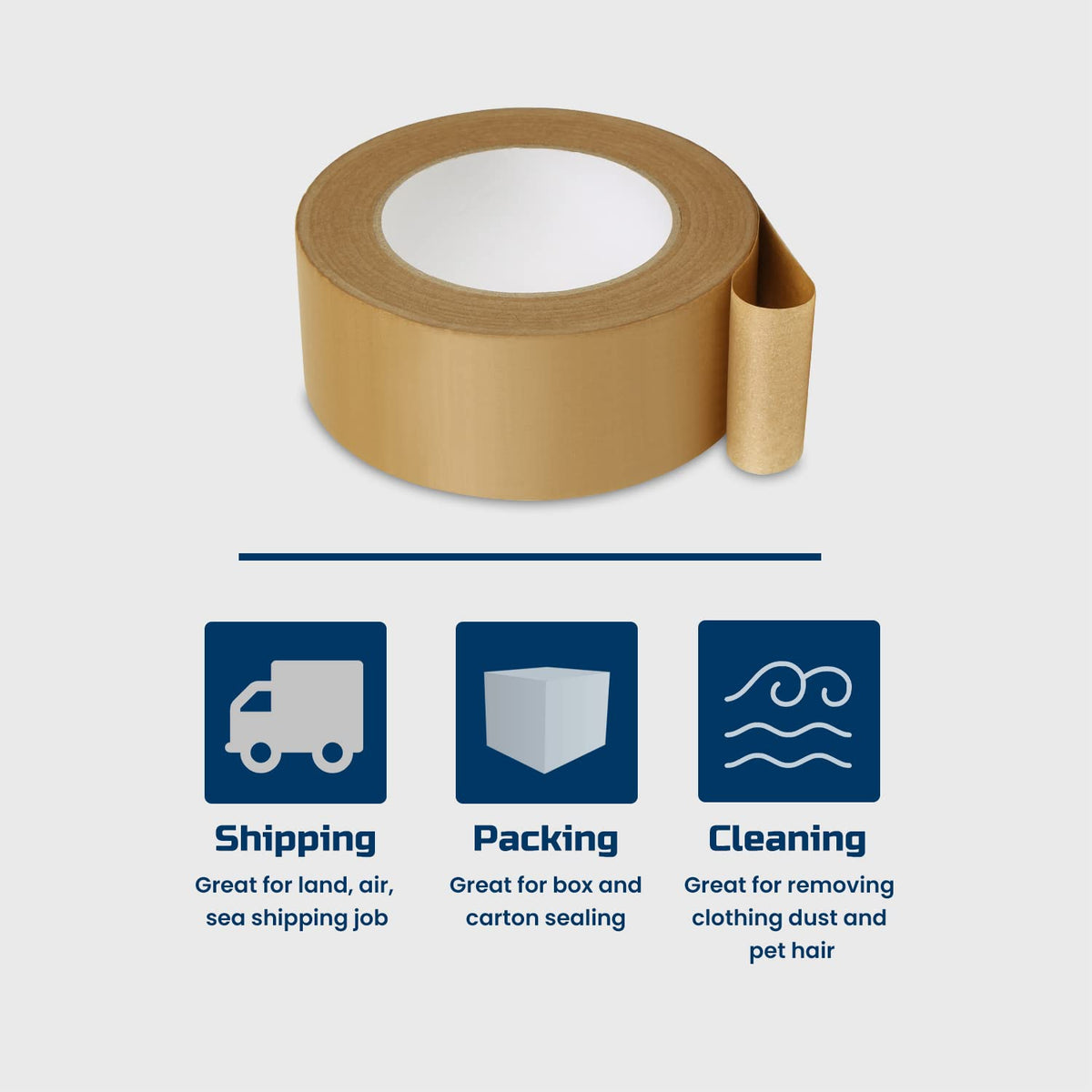 Lichamp Kraft Packing Tape, Brown Paper Gummed Tape for Packing Boxes, Shipping Cardboard and Carton Sealing, 18 Rolls x 2 inch x 55 Yard x 7 mil, B218BR