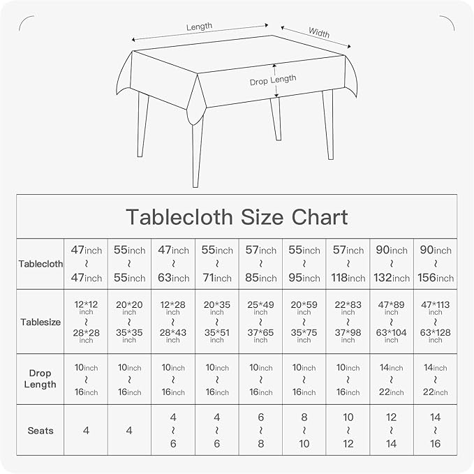 BALCONY & FALCON Rectangle Tablecloth 57" x 85" Washable Wrinkle Resistant and