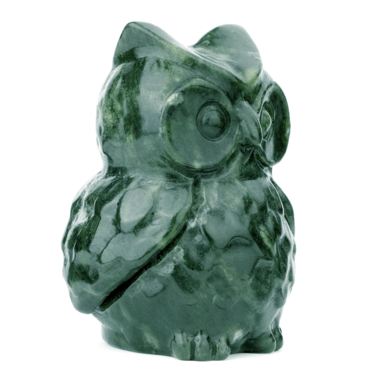 gemshan Jade Stone Owl Statue - 3.3inch Jade Statue Hand-Carved Animal Figurines for Home Office Desk Decoration