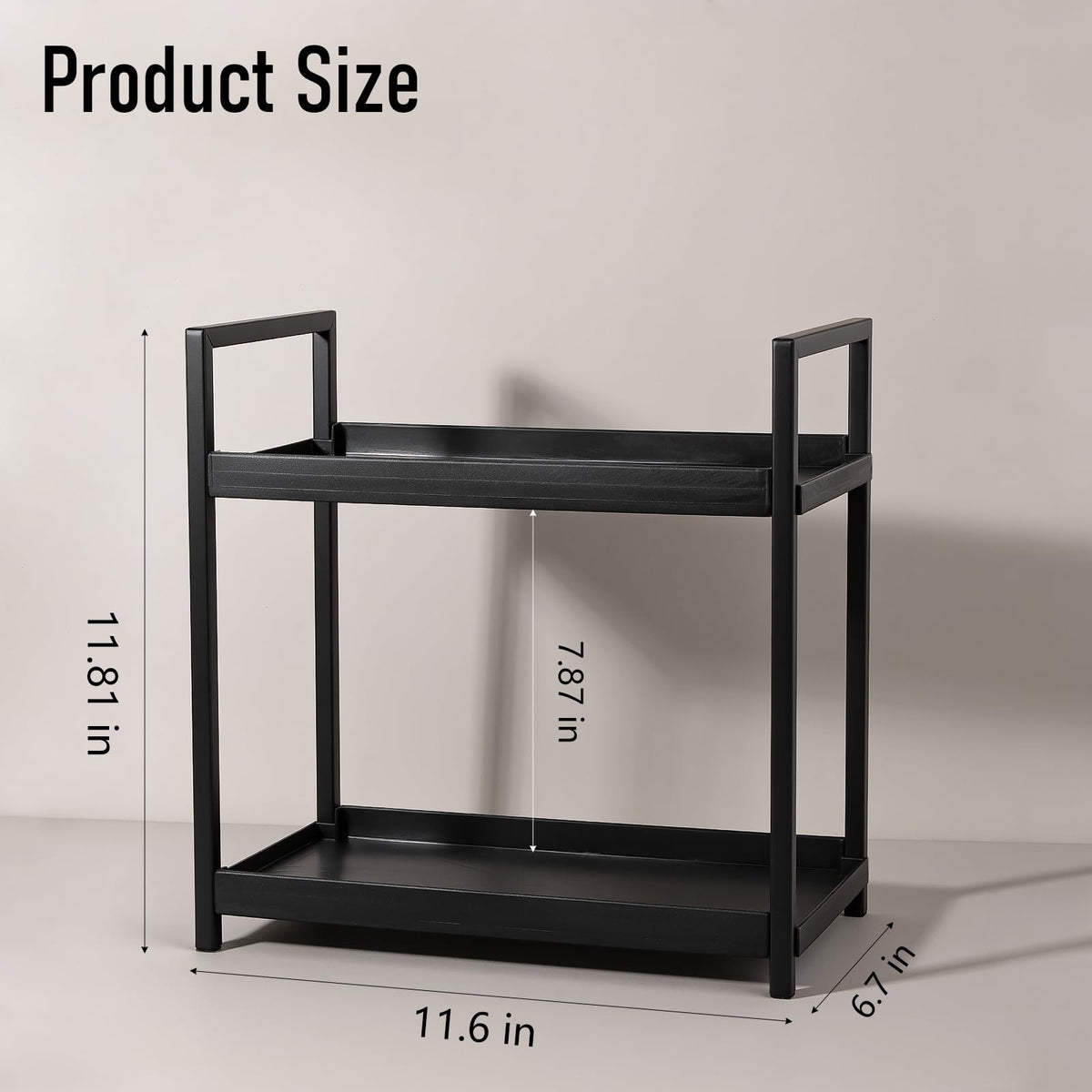 Anyoifax Bathroom Counter Organizer 2 Tier Vanity Storage Countertop Shelf Makeup Organizer Perfume Tray Skincare Holder for Sink, Dresser, Kitchen, Small Black