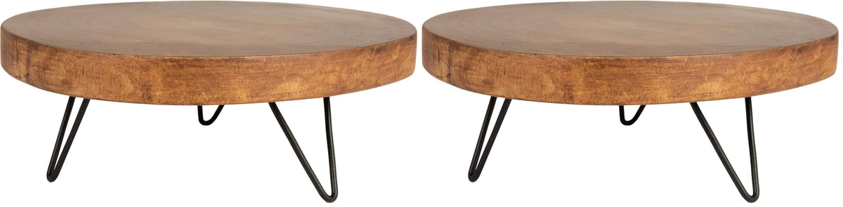 Creative Co-Op Decorative Paulownia Wood Pedestal, Dark Brown (Pack of 2)
