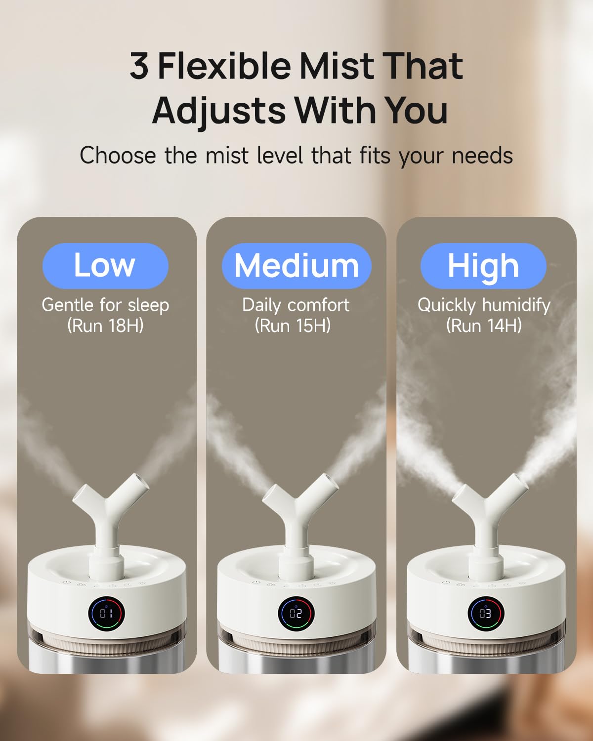 Feekaa Stainless Steel Humidifier, 4L/1Gal Cool Mist Humidifiers for Bedroom, Easy to Clean Dishwasher Safe Humidifier Large Room with Diffuser, Humidifiers for Baby Nursery Living Room Office Plant