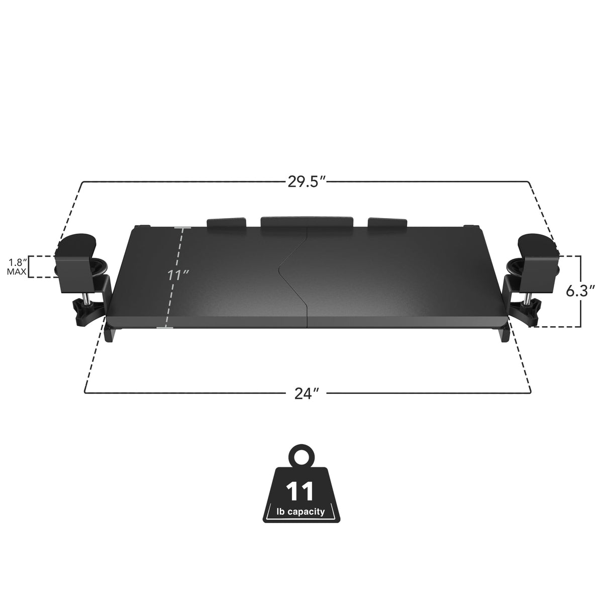 Mount-It! 24” Clamp-On Under Desk Keyboard Tray, Slide-Out Keyboard Drawer for Desk, Ergonomic Pull-Out Platform with Smooth Gliding Tracks, No-Drill C-Clamp Mount, Under Desk Keyboard Holder