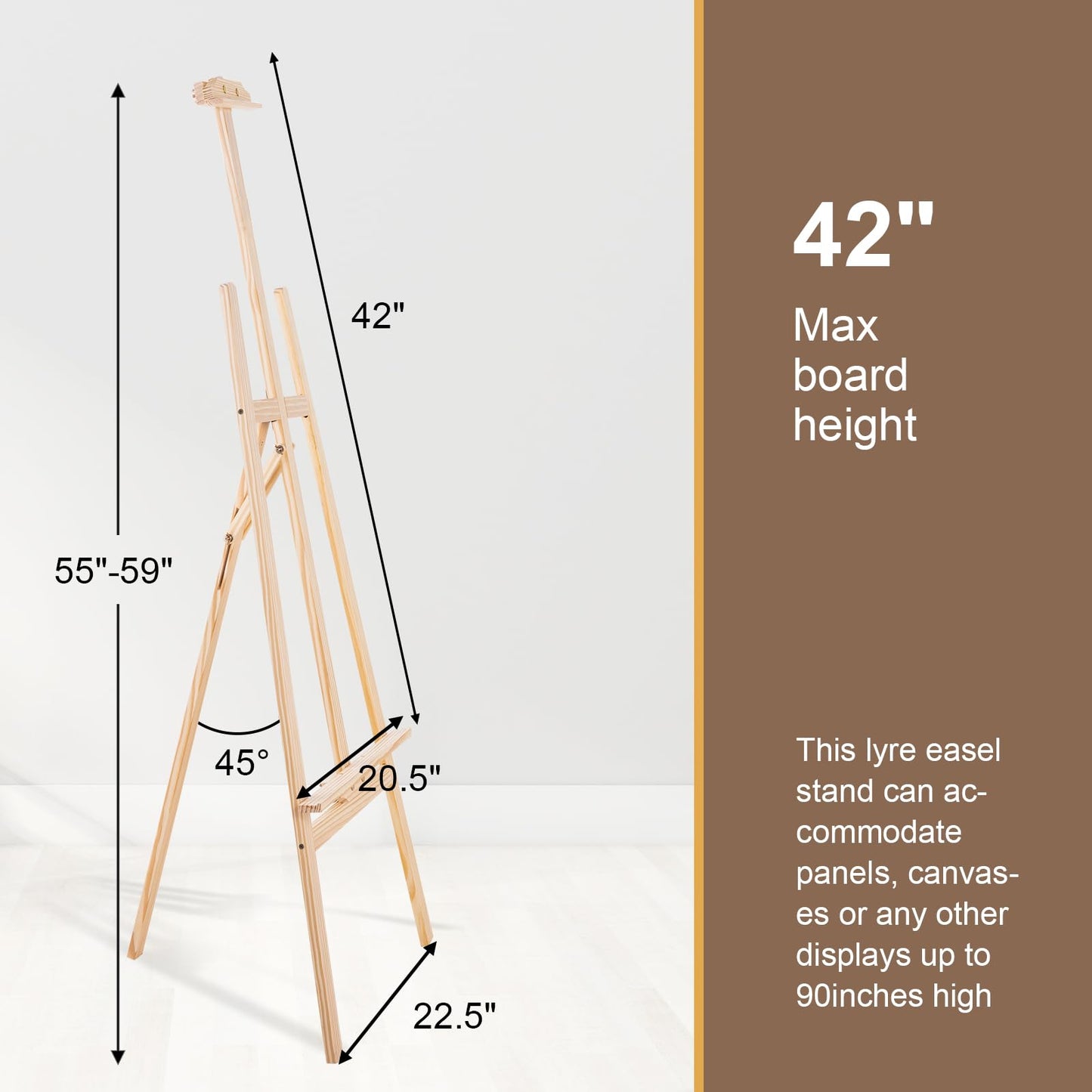 Falling in Art Easel Stand for Painting, Adjustable Wooden Easels for Painting Canvas Up to 42", Folding Art Easel for Drawing, Wedding Sign and Poster, Suitable for Kids and Adults