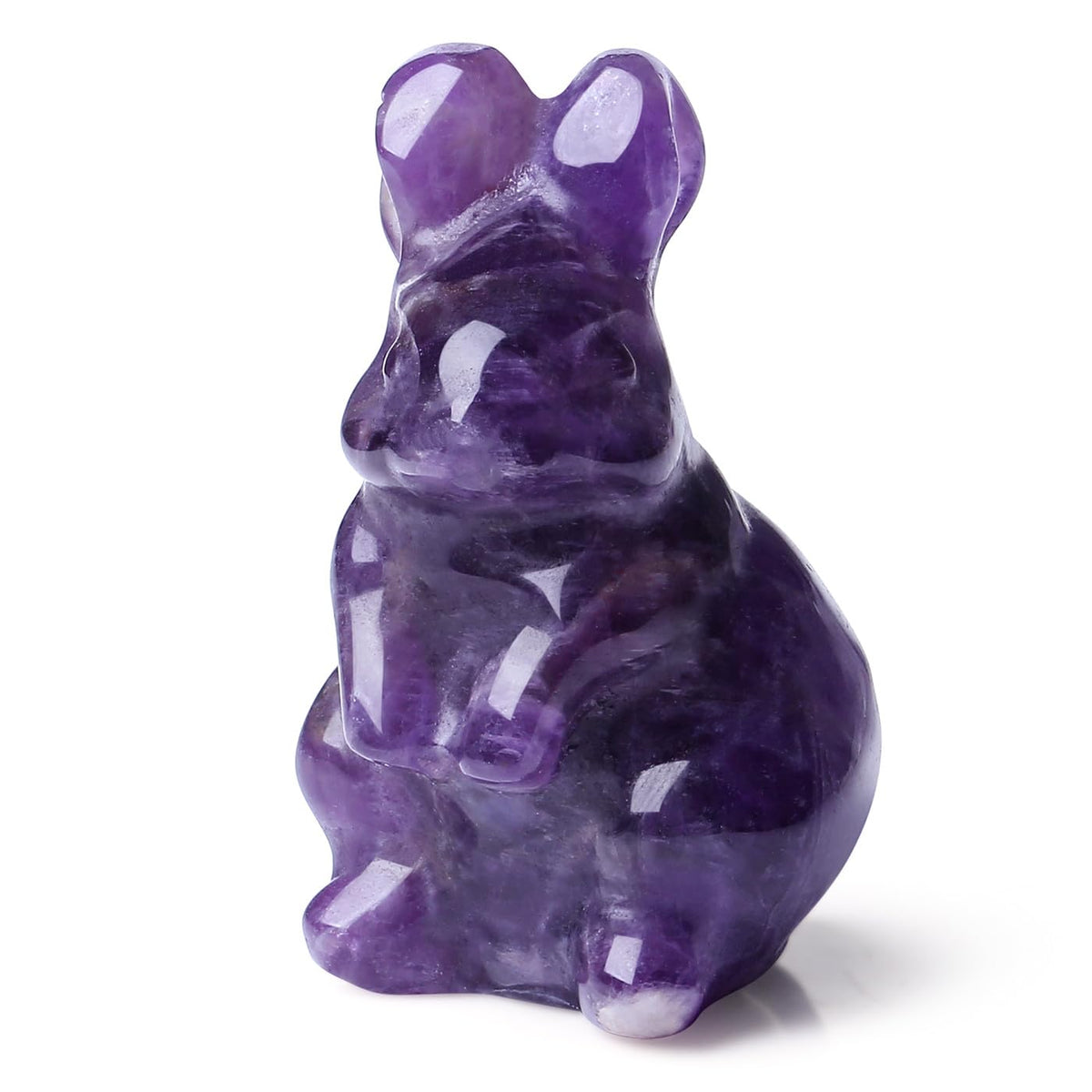 DUQGUHO 2'' Easter Amethyst Bunny Decor Spring Gifts for Women Crystals Rabbit Statue Pocket Polished Handicraft Tiny Figurines for Cute Ornament Gifts 1PC