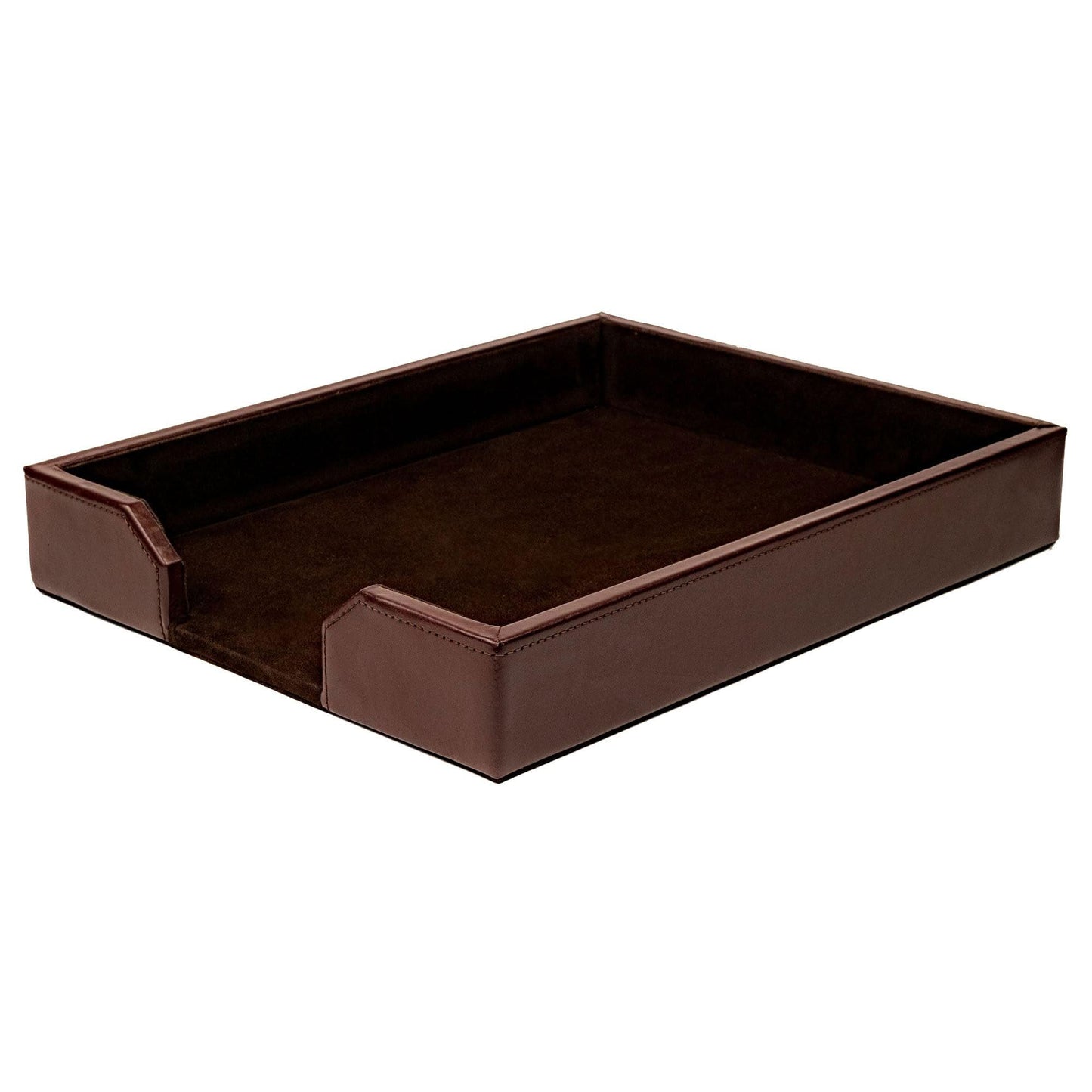 Dacasso Dark Brown Bonded Leather Luxury Letter Tray Holder - Paper Organizer for Desktop Office Essentials & Executive Desk Decor
