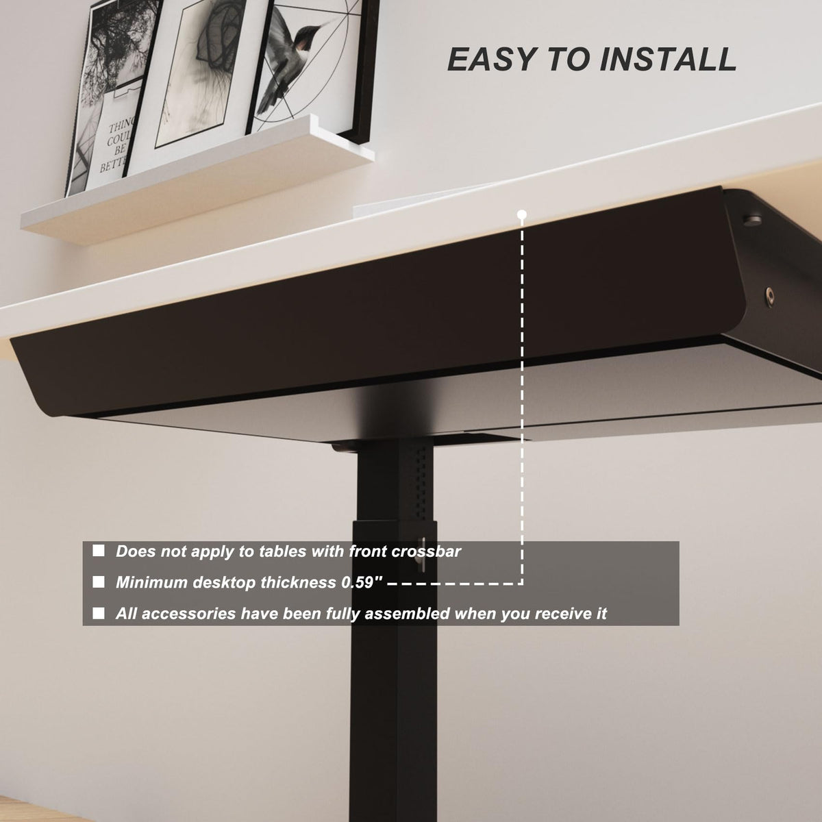 Gaxomo Large Under Desk Mounted Sliding Drawer with Pencil Tray and 60 Degree Tilt Panel to Pull Out, 22'' Long & 13'' deep Large Storage Organizer for Sit Stand Workstation