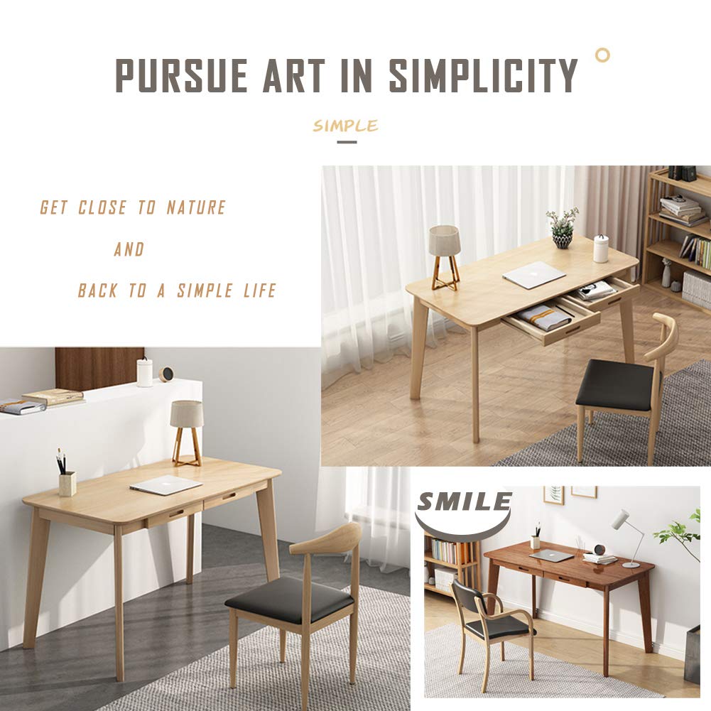 IOTXY Solid Wood Writing Desk - Home Office Workbench Desk with Drawer, 47.24" Width Laptop Computer Work Study Table