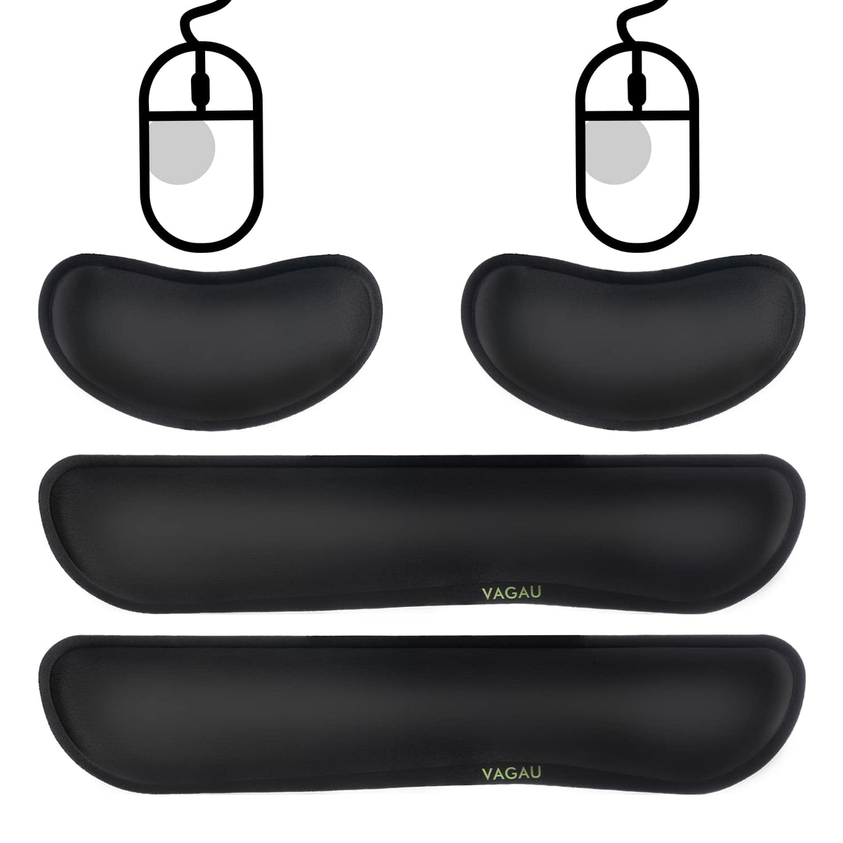 VAGAU Premium Keyboard Wrist Rest and Mouse Pad Wrist Support, Ergonomic Memory Foam Set for Office, Laptop, Mac, Computer and Gaming, Comfortable Typing &Wrist Pain Relief (2 Pack)