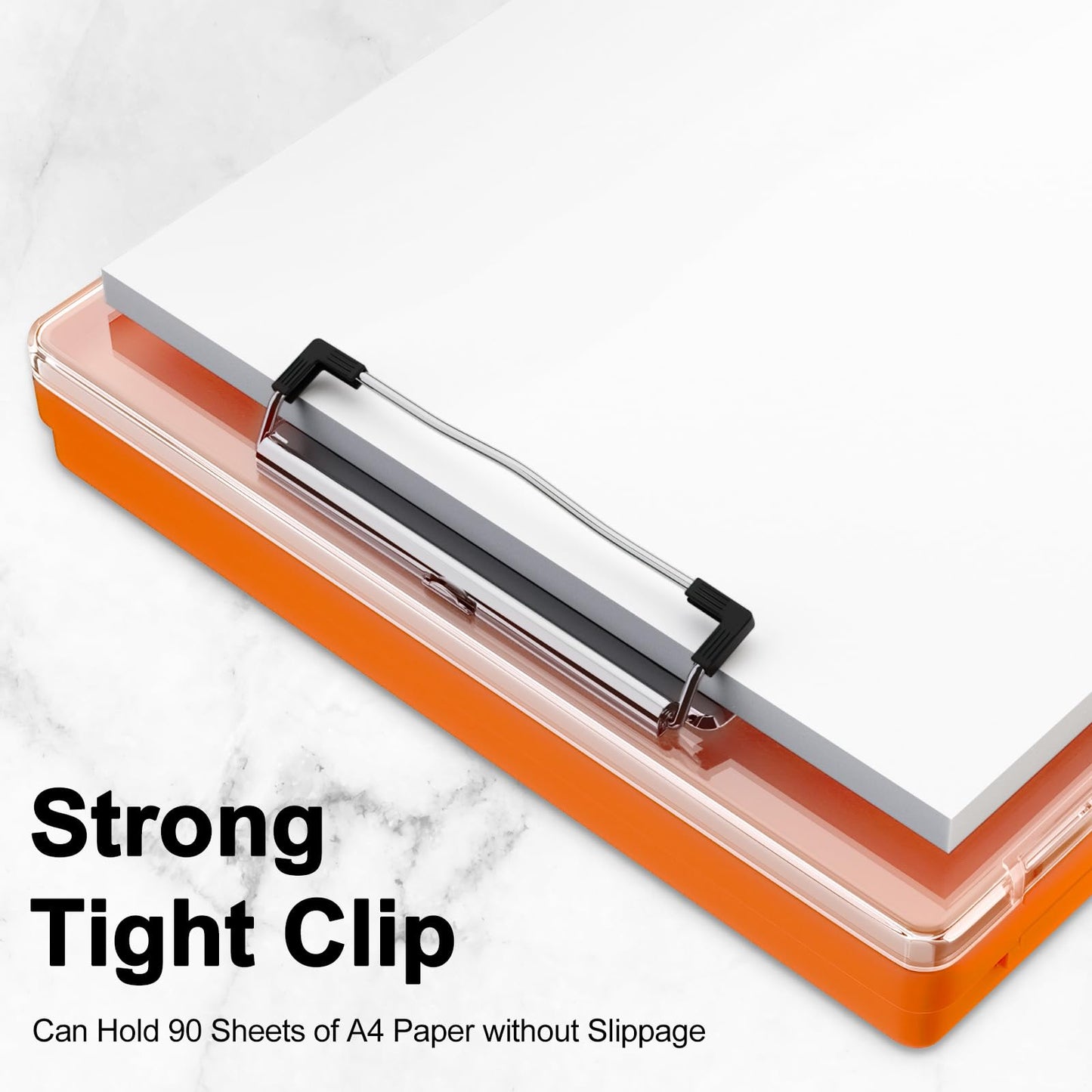 Piasoenc Clipboard with Storage, 8.5 x 11 Clip Boards with 2 Storage Case and A4 Paper Folder, Clear Dry Erase Top Panel, Heavy Duty Plastic, Folio & Side Opening, for Nurses, Teachers, Lawers,Orange