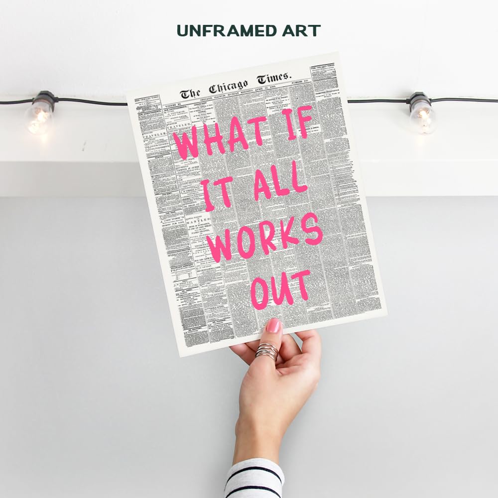 Positive Affirmations Wall Decor - CUTE TRENDY Aesthetic Wall Art - Inspirational quote Office Decor for Women - Newspaper Wall Art Unique Living room Bedroom Art Print - Motivational Quotes