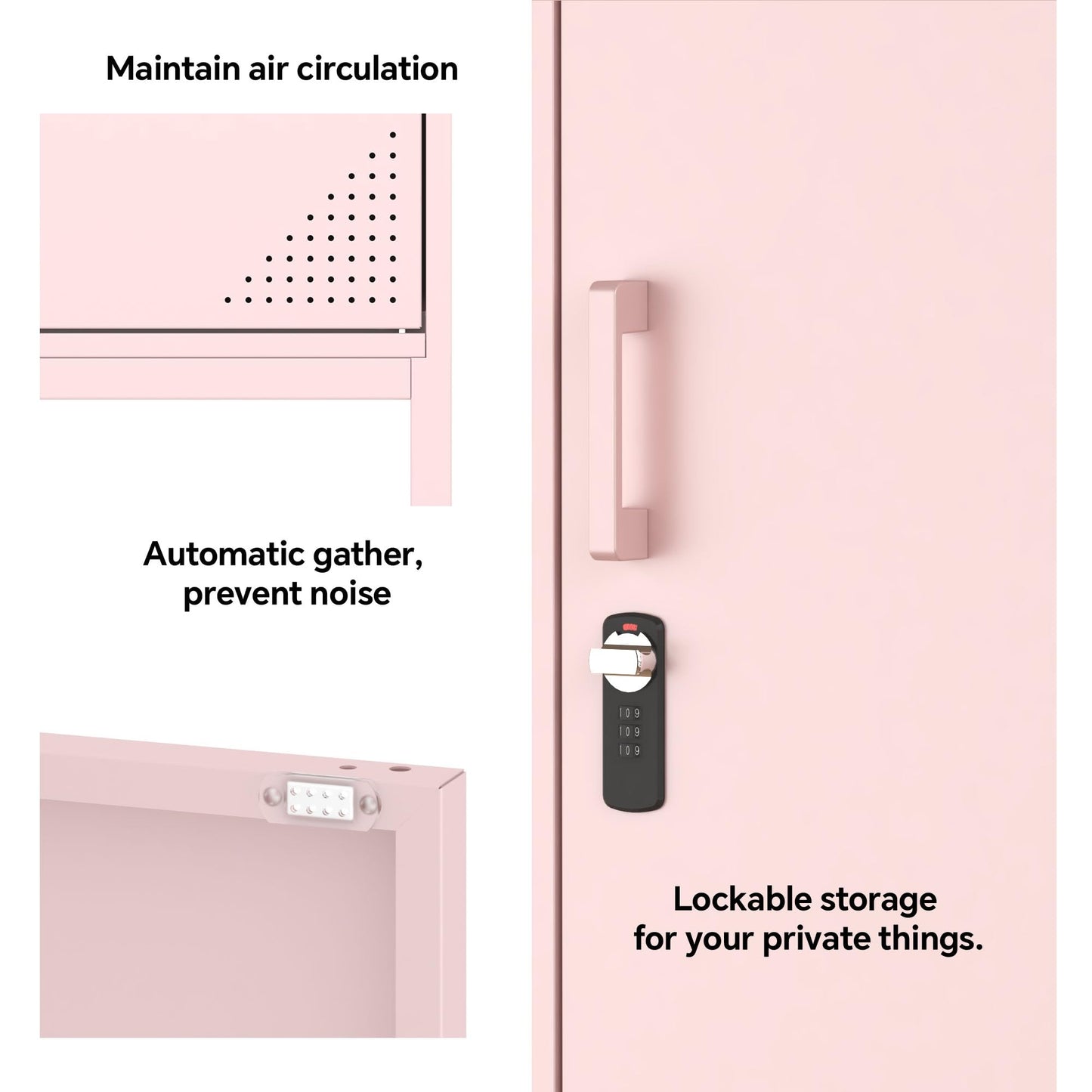Steehoom Metal Locker Cabinet with Lock Single Door Bathroom Storage Cabinet Changing Room Locker for Home, Office, School, Gym, Garage (Pink, 15.75" D x 15.75" W x 49.21" H)